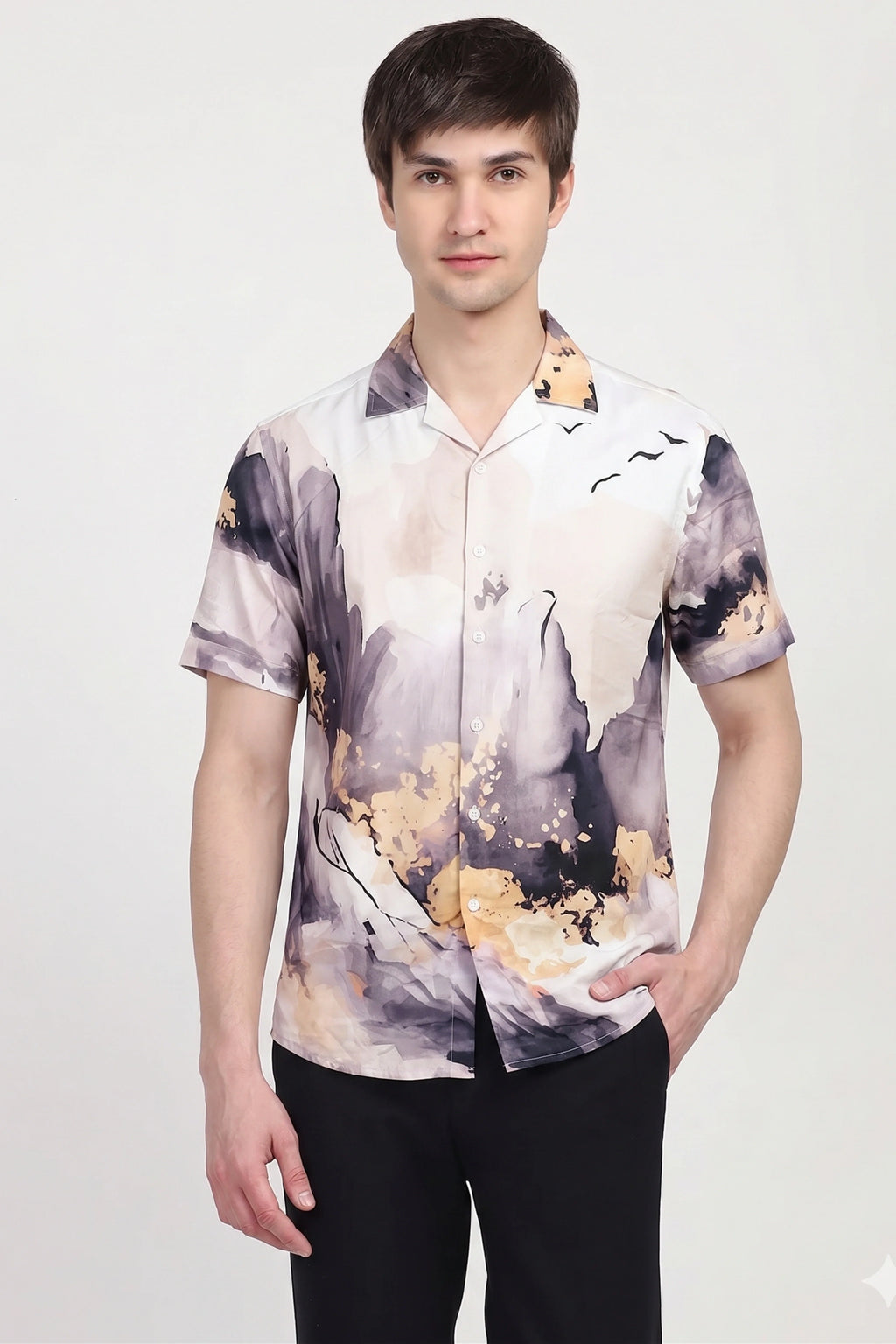 Men’s Multicolor Abstract Print Rayon Shirt | Global Republic