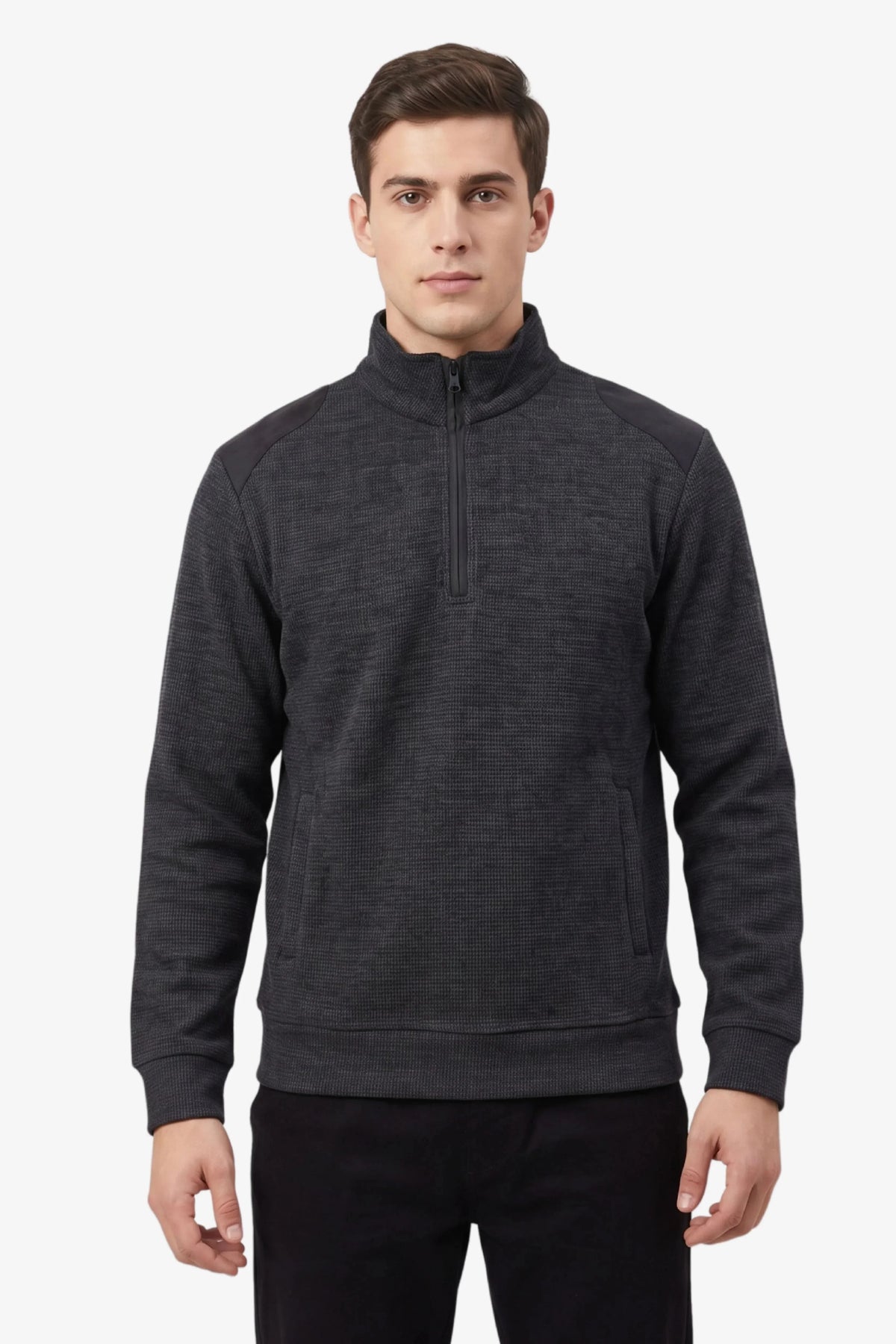 Dark Grey Half-Zip Sweatshirt-Global Republic