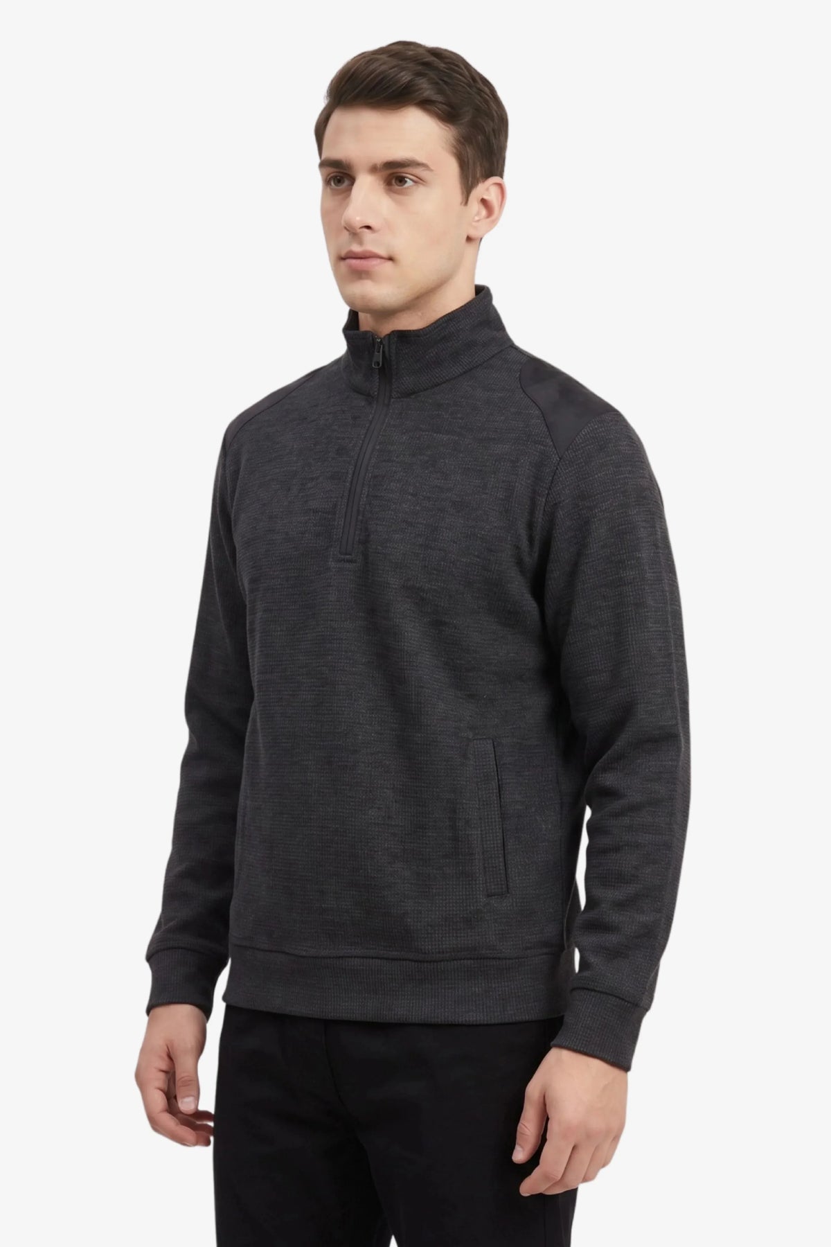 Dark Grey Half-Zip Sweatshirt-Global Republic
