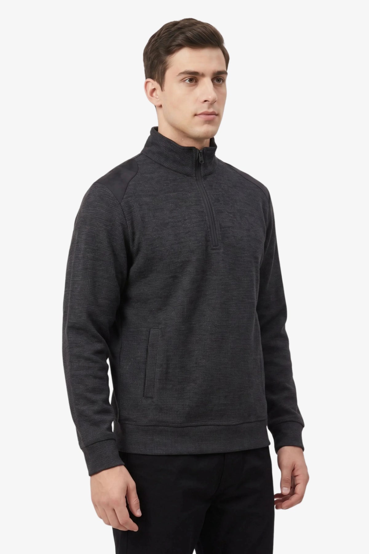 Dark Grey Half-Zip Sweatshirt-Global Republic