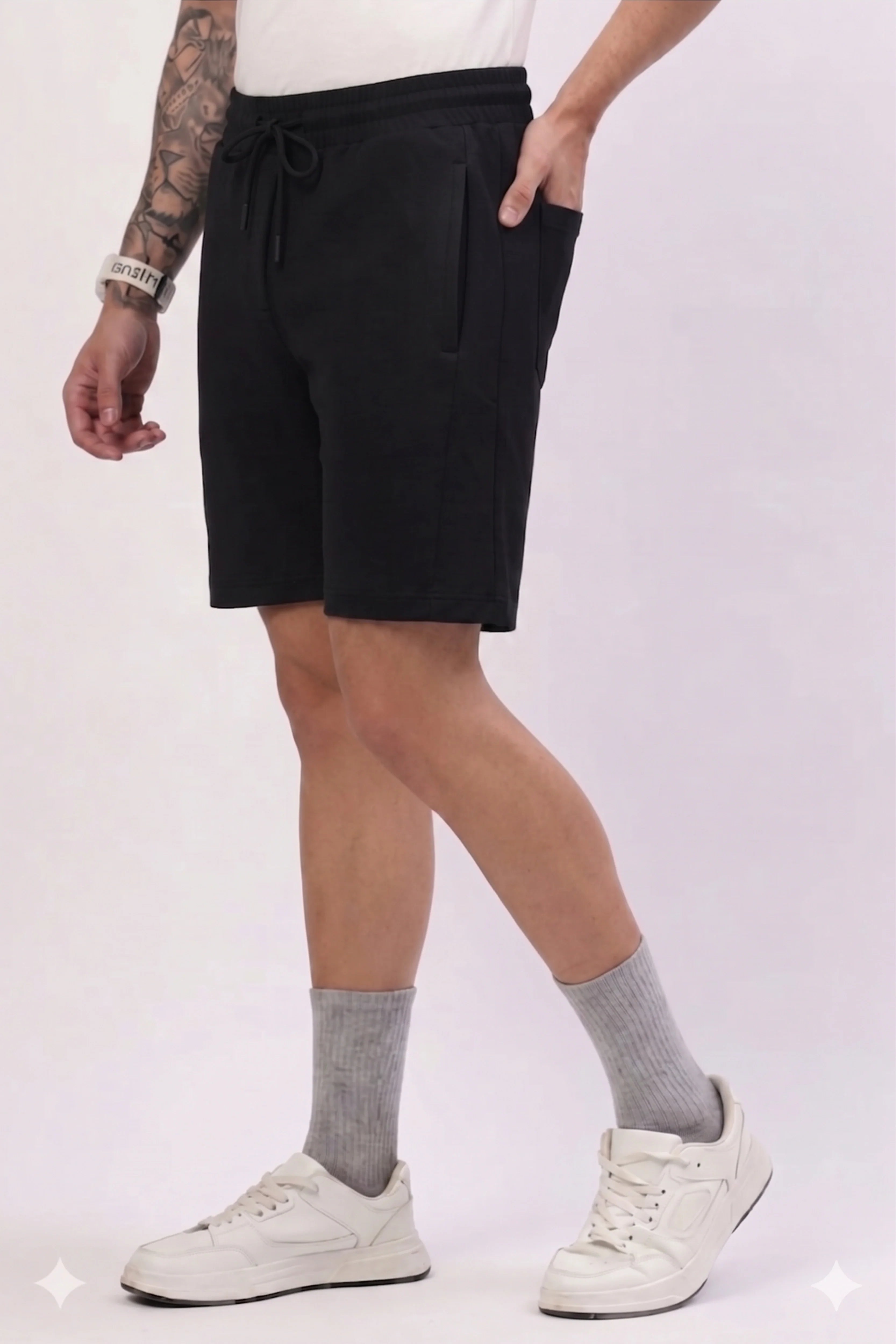 Black Casual Shorts-Global Republic