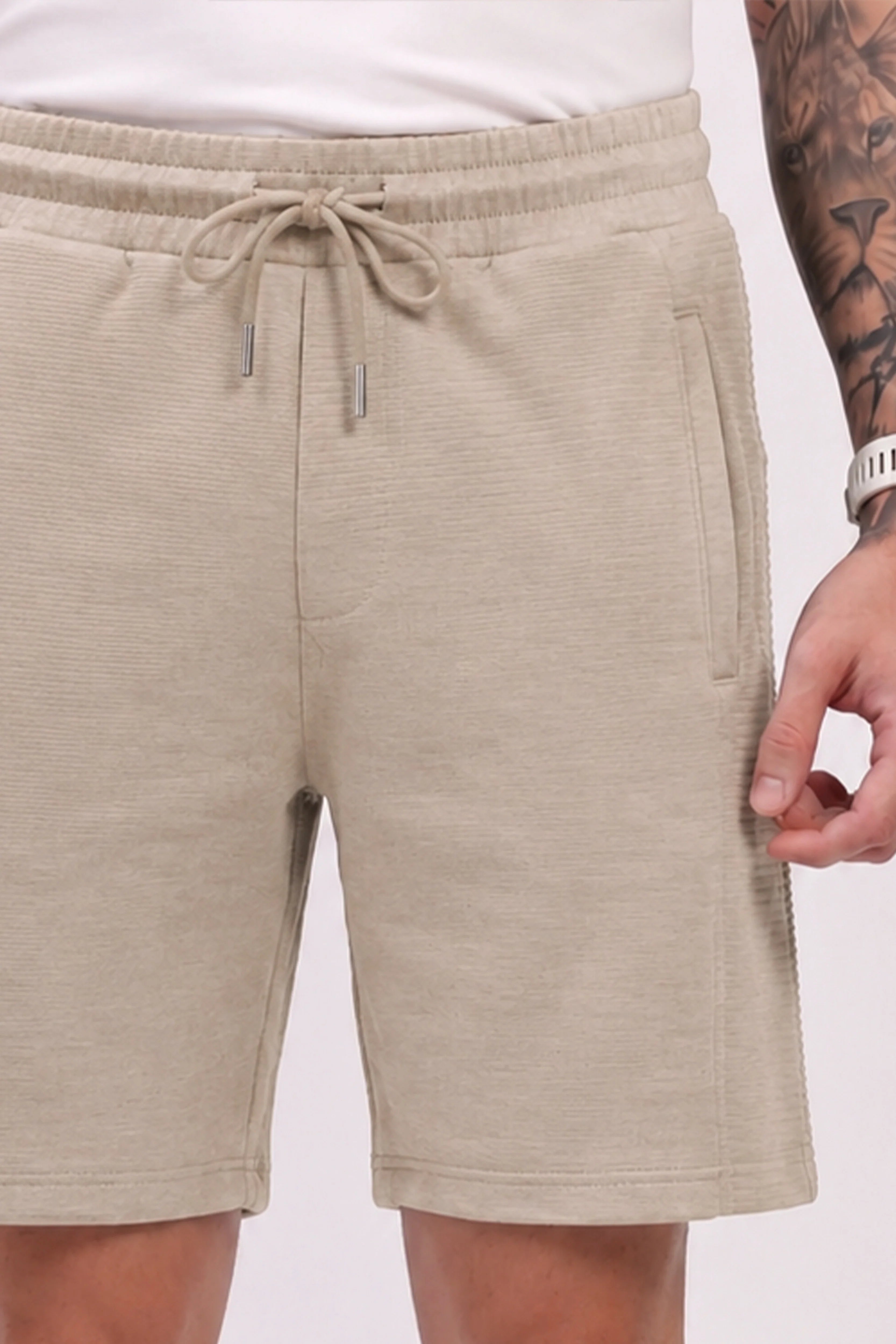 Beige Casual Shorts-Global Republic