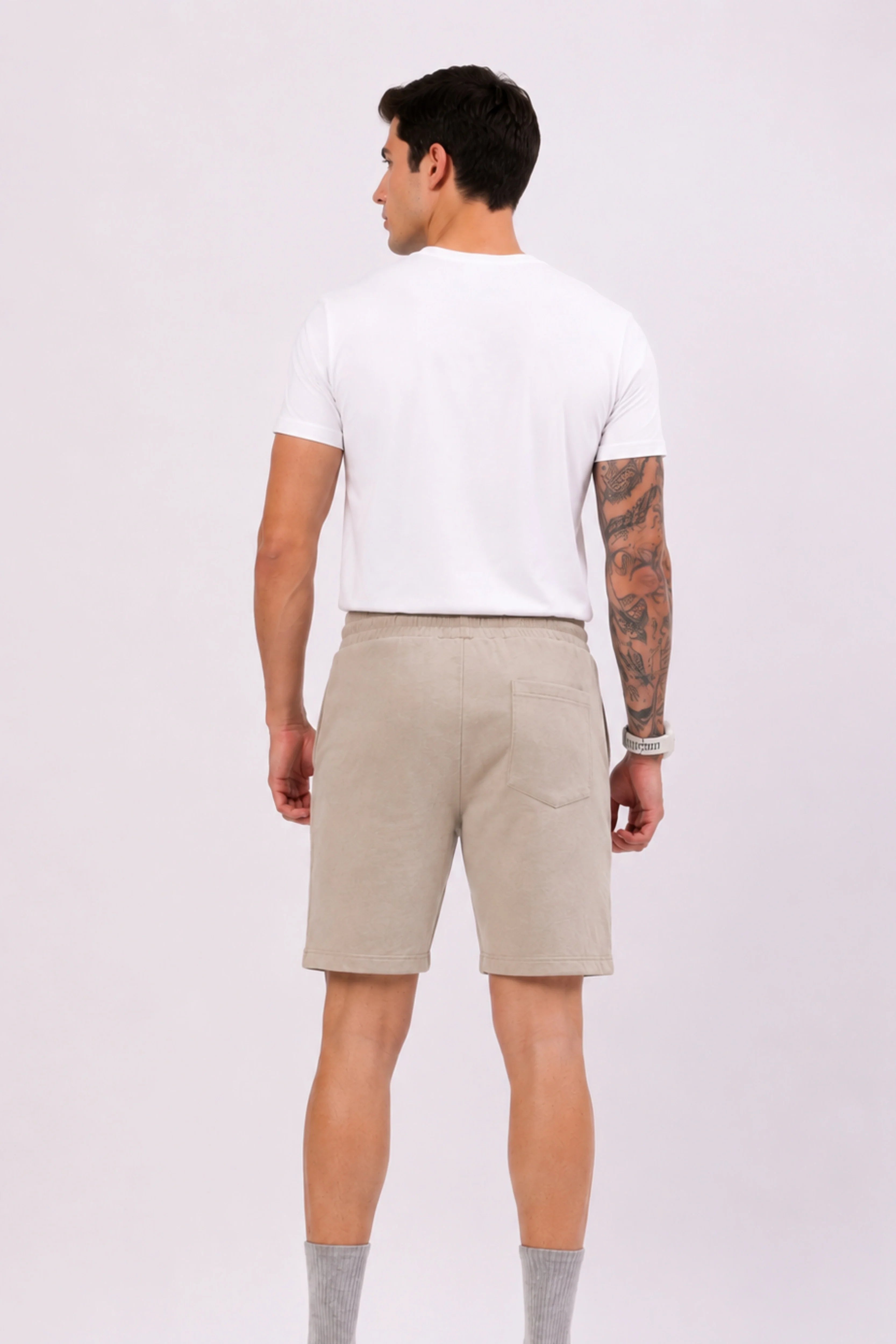 Beige Casual Shorts-Global Republic