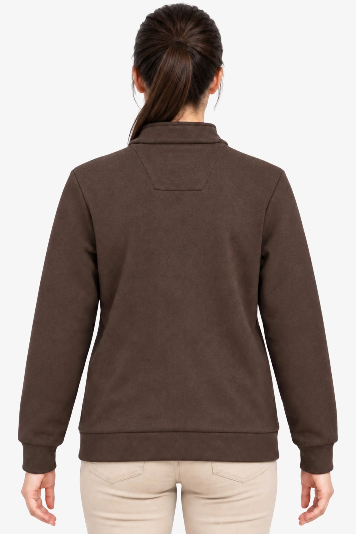 Coffee Brown Embroidered Zip Sweatshirt-Global Republic