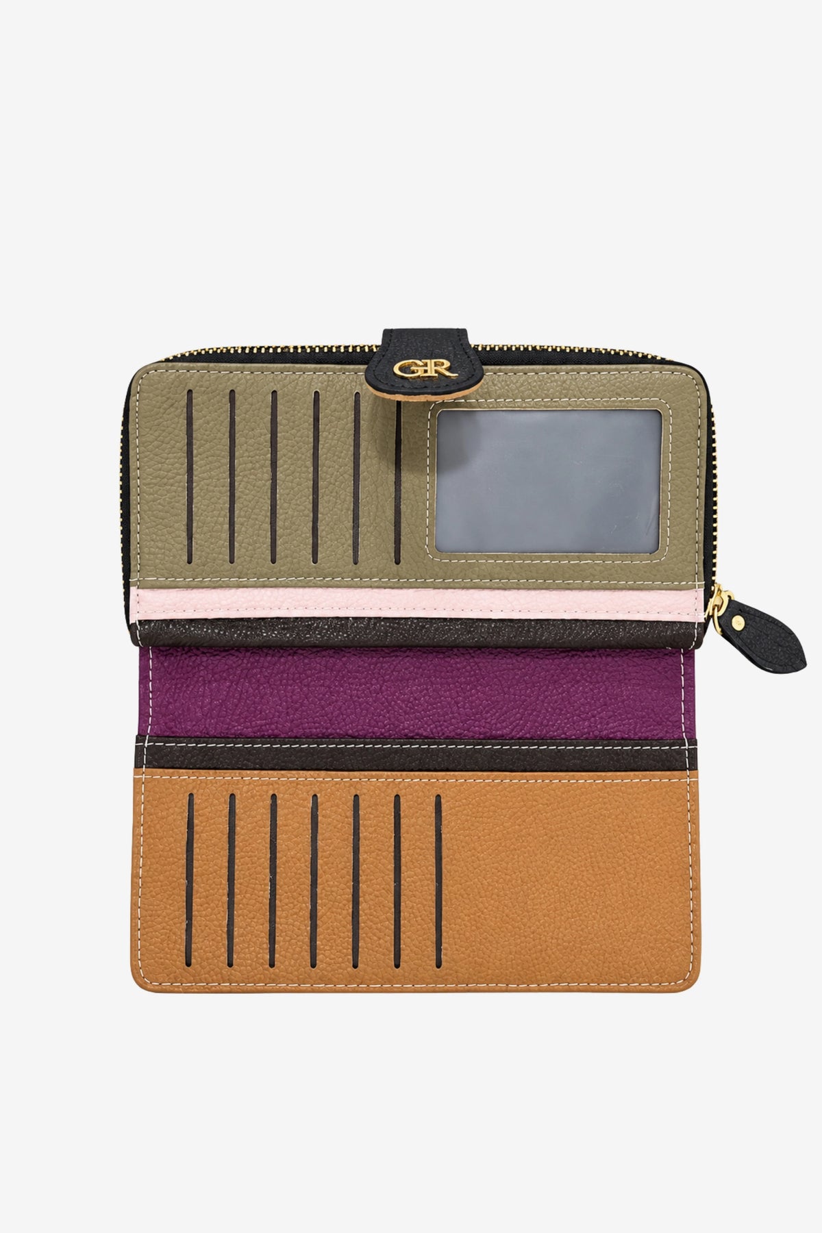 Textured Multi-Compartment Zip Wallet-Global Republic