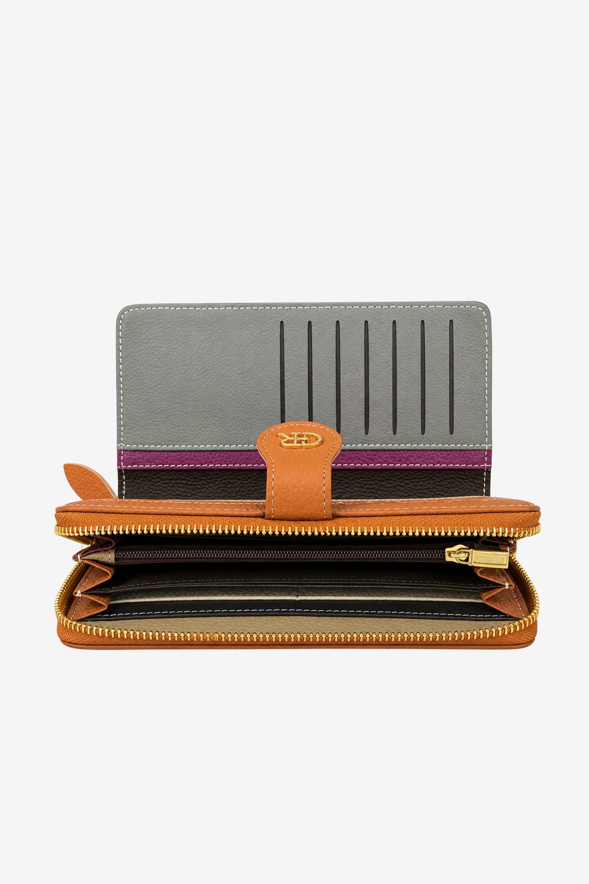 Textured Multi-Compartment Zip Wallet-Global Republic