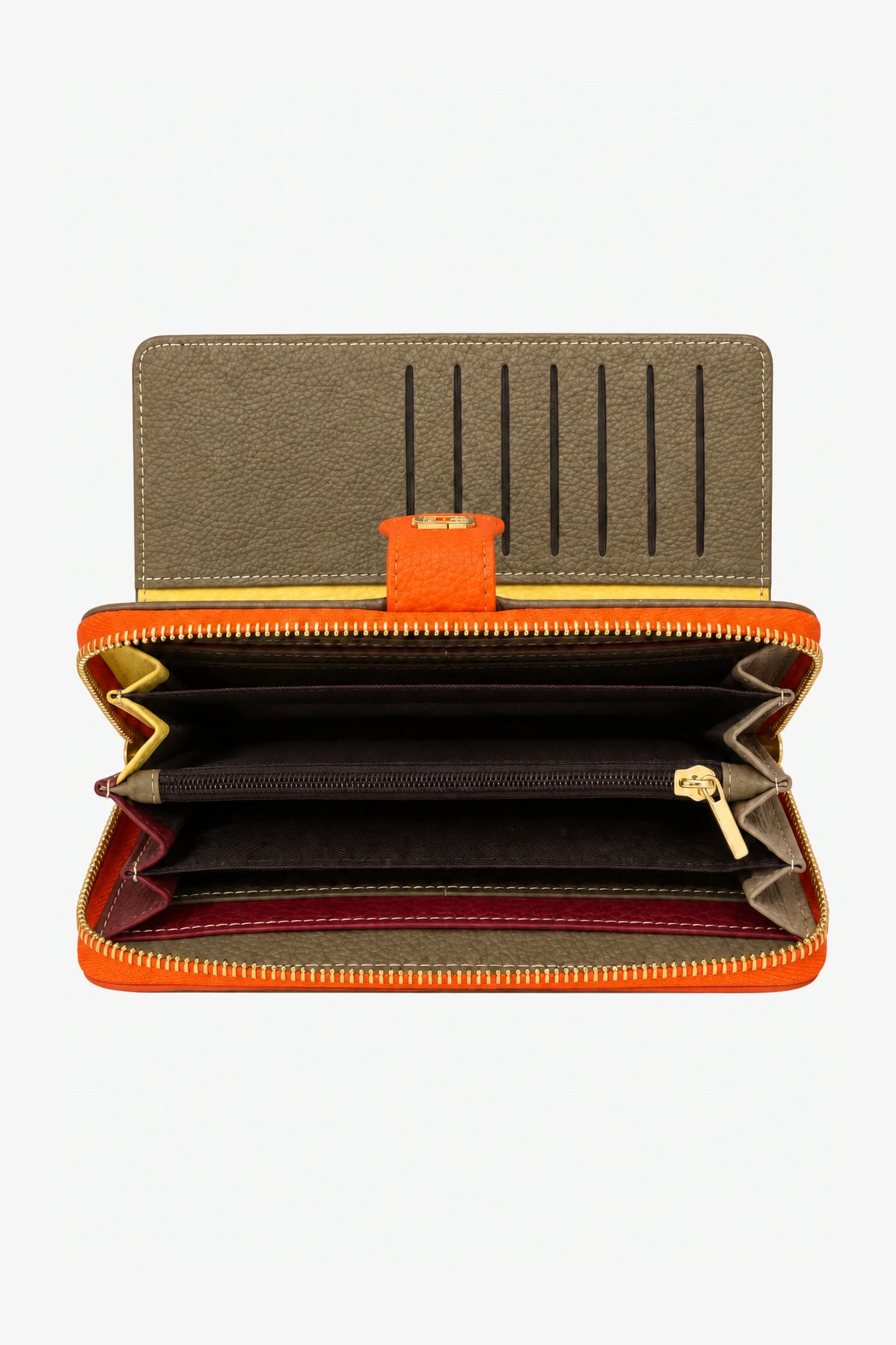 Textured Multi-Compartment Zip Wallet-Global Republic