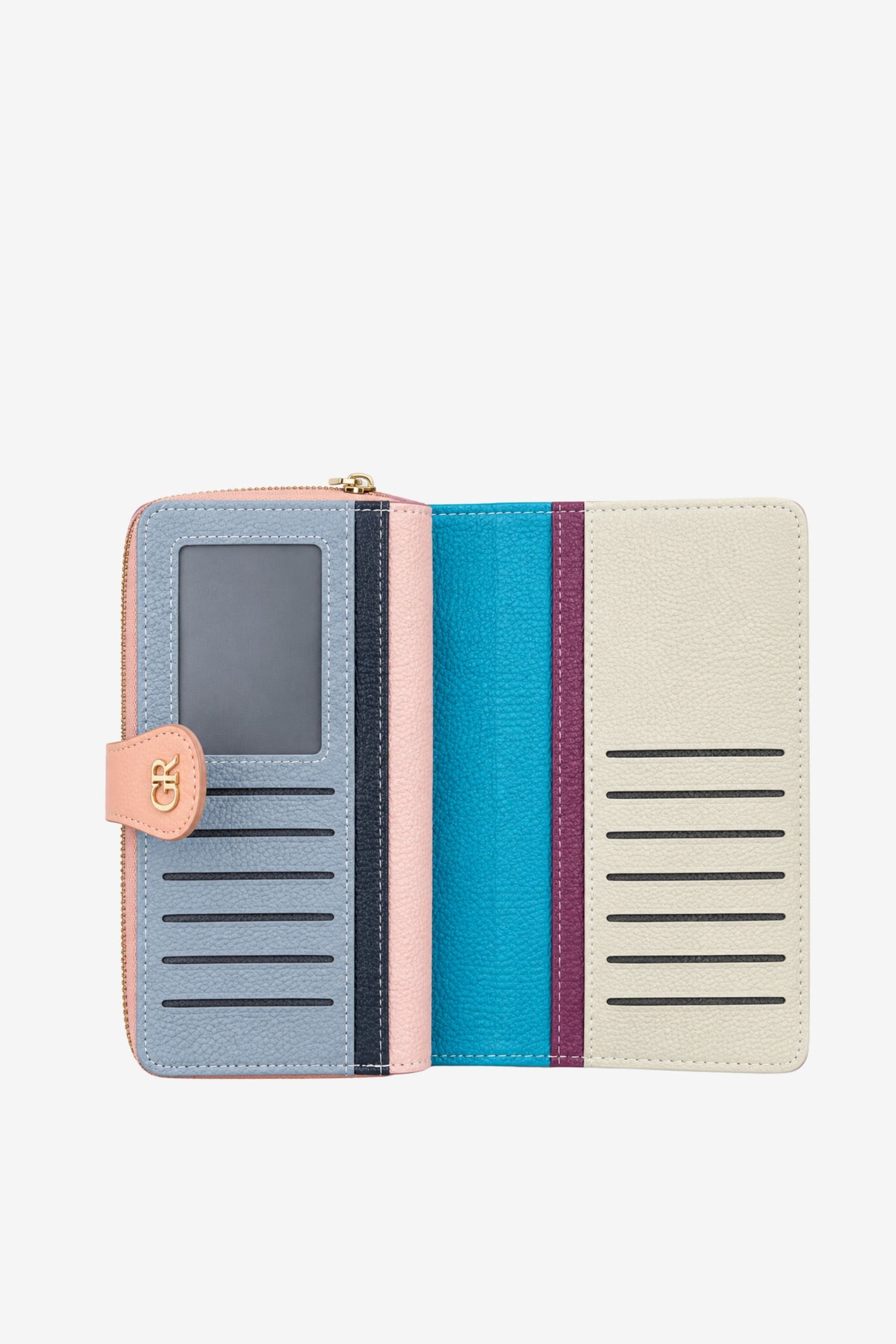 Textured Multi-Compartment Zip Wallet-Global Republic