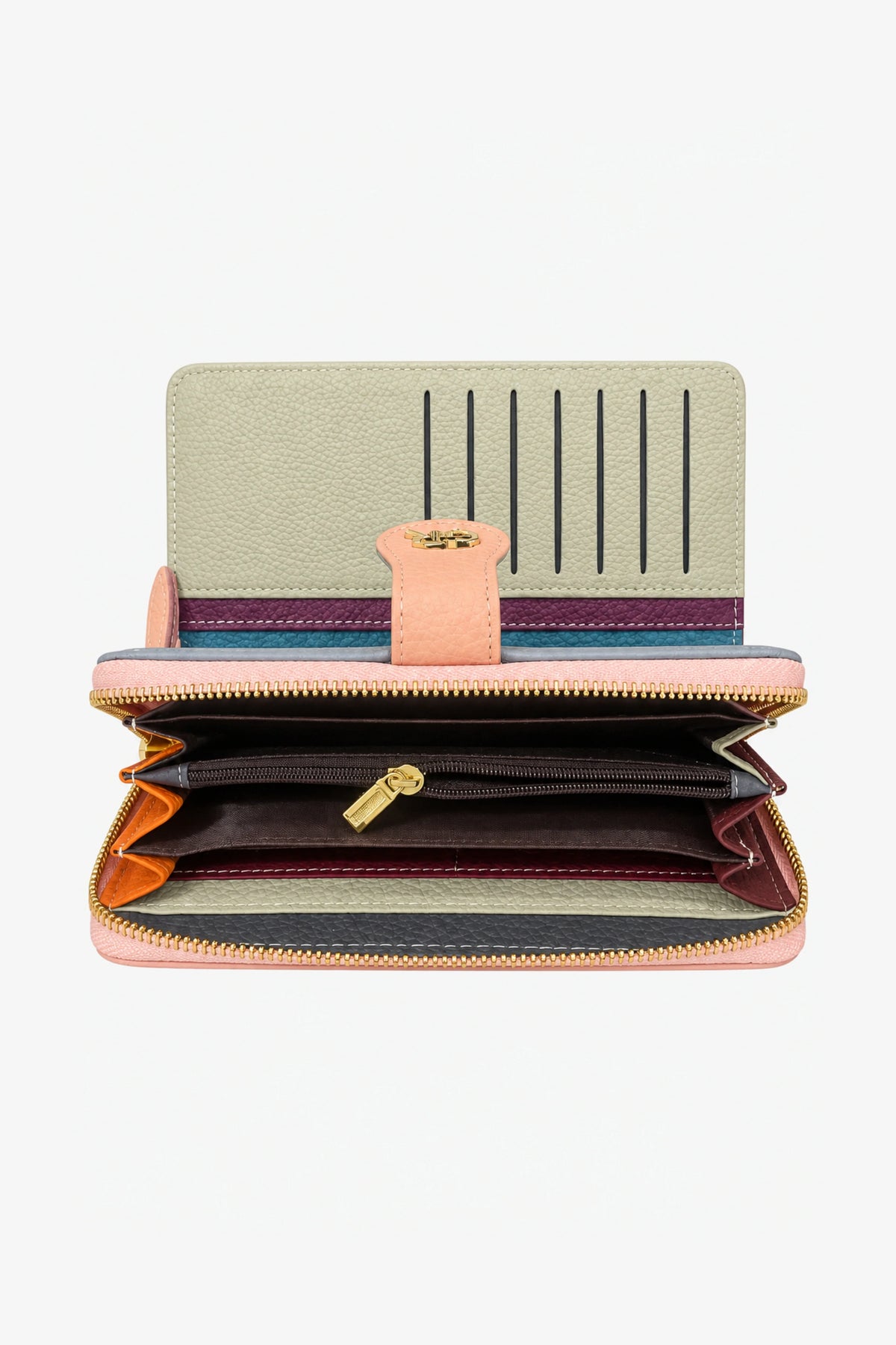 Textured Multi-Compartment Zip Wallet-Global Republic