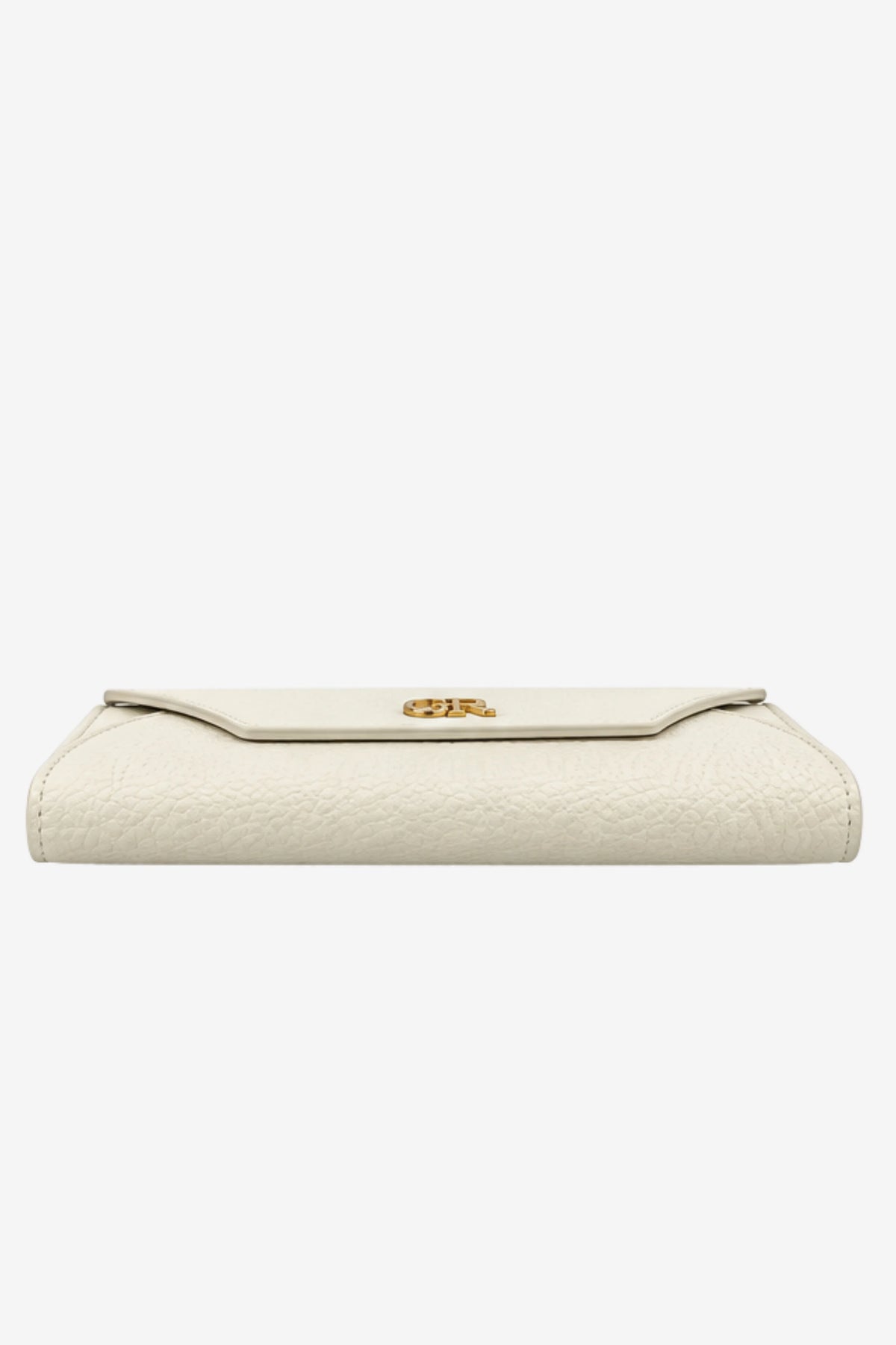 White Textured Clutch with Flap Closure-Global Republic