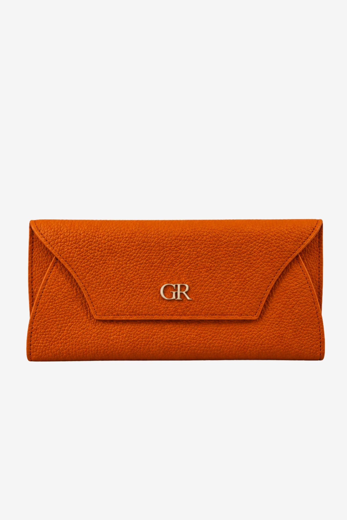 Orange Textured Clutch with Flap Closure-Global Republic