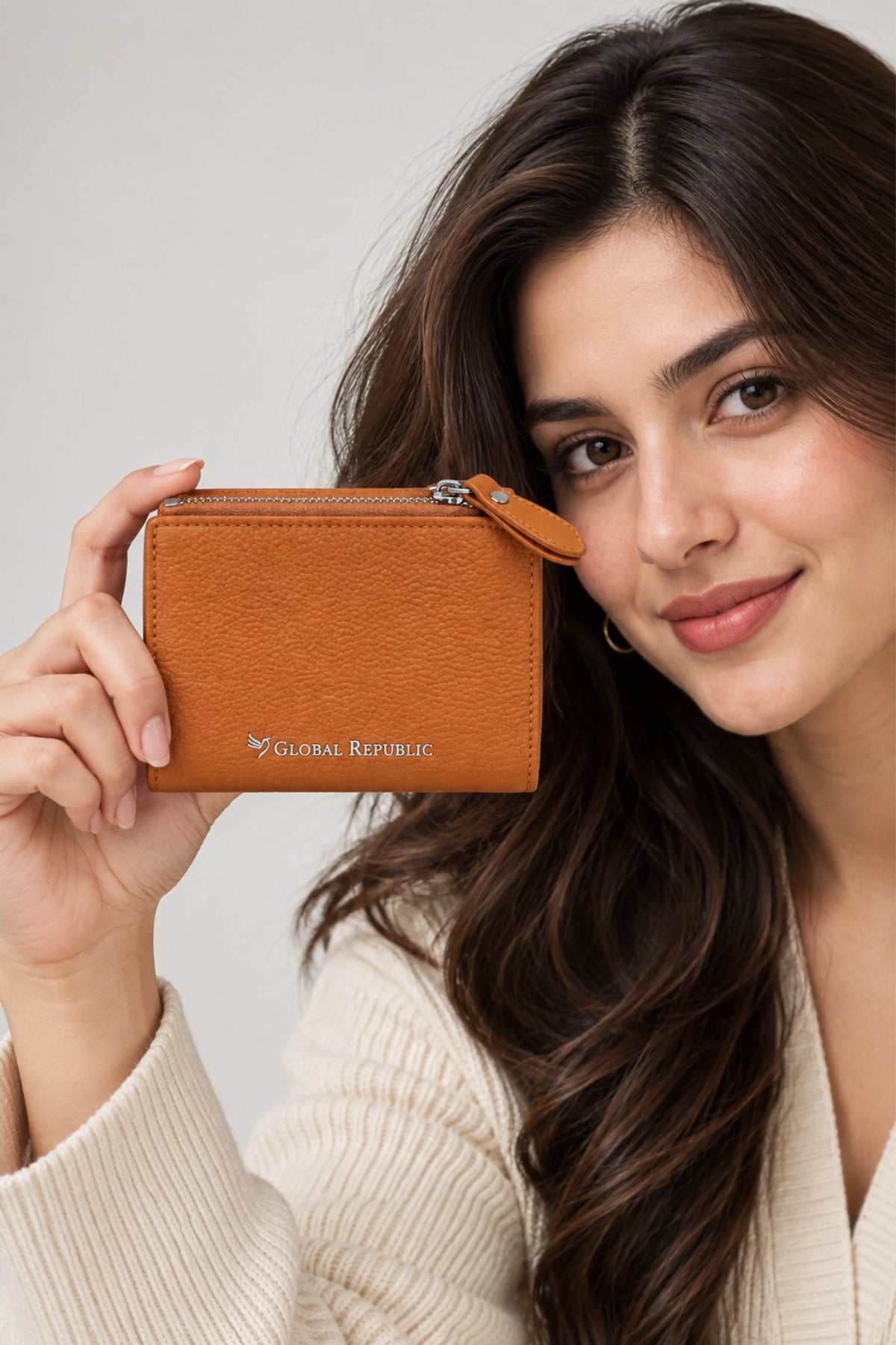Textured Tan Brown Turn-Lock Wallet-Global Republic