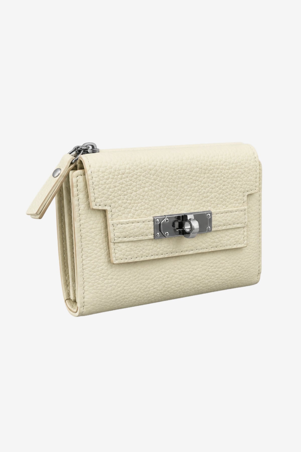 Textured White Turn-Lock Wallet-Global Republic