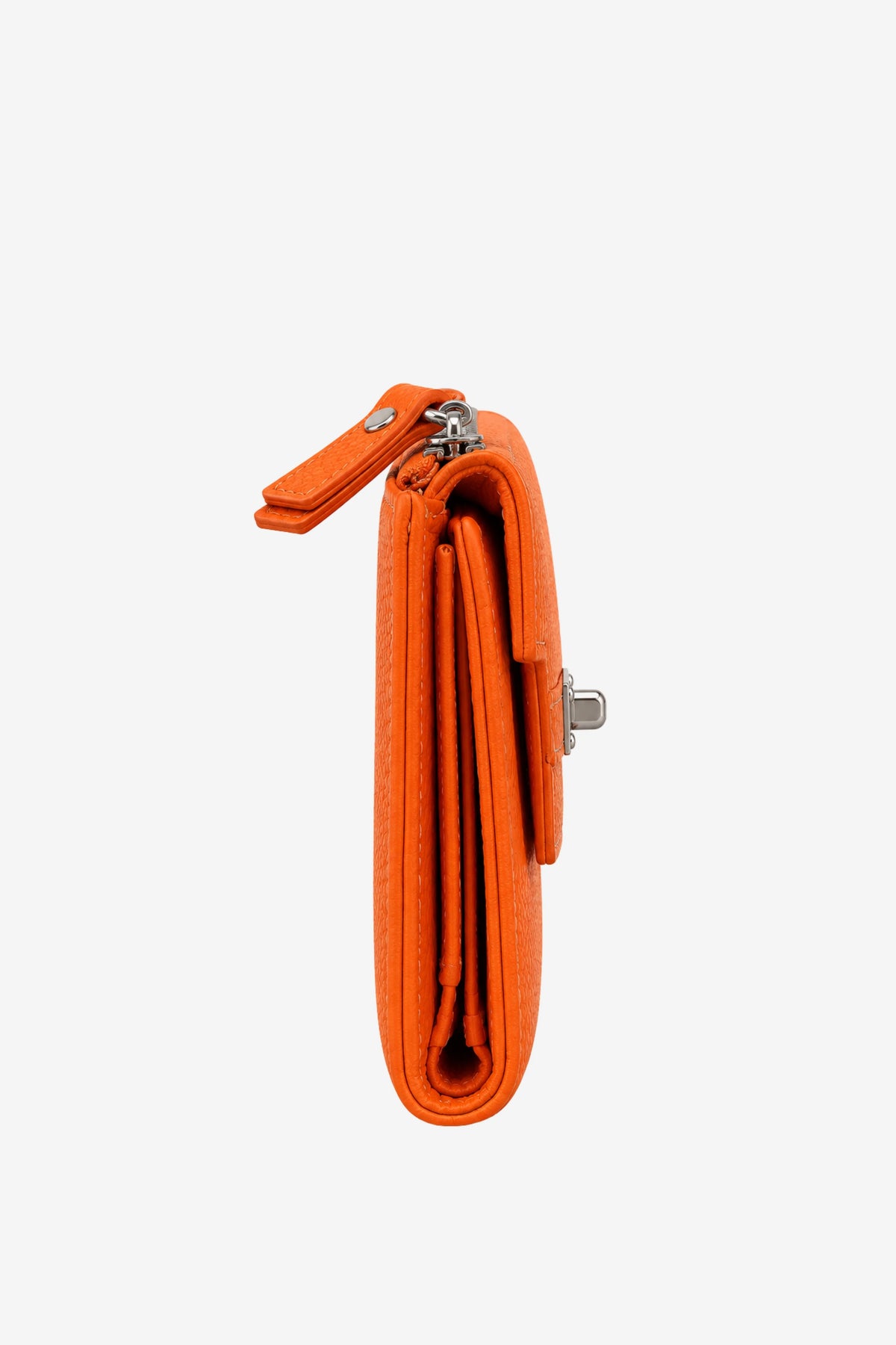 Textured Orange Turn-Lock Wallet-Global Republic