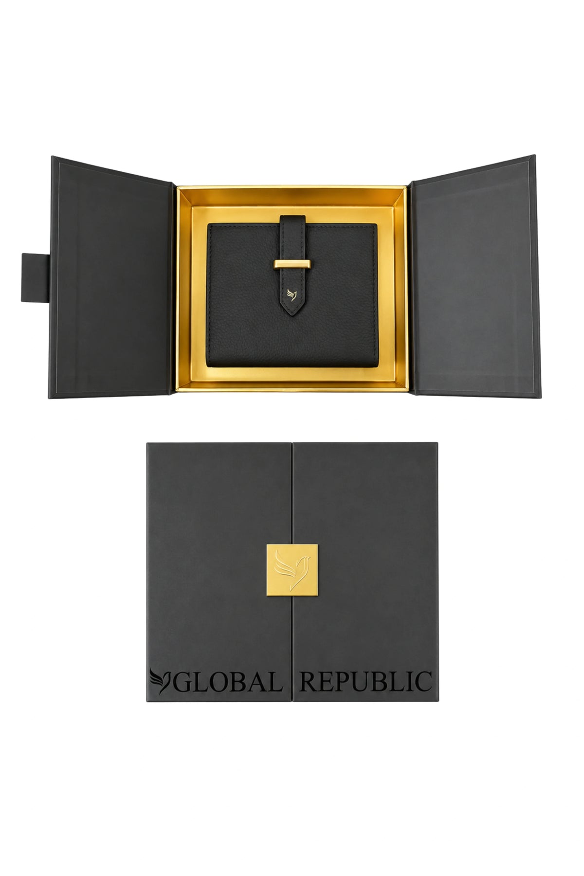 Black Textured Long Wallet -Global Republic