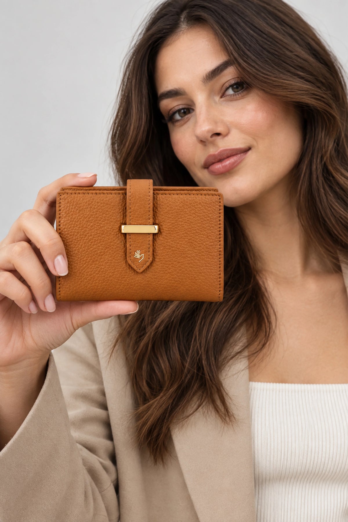 Tan Textured Long Wallet -Global Republic