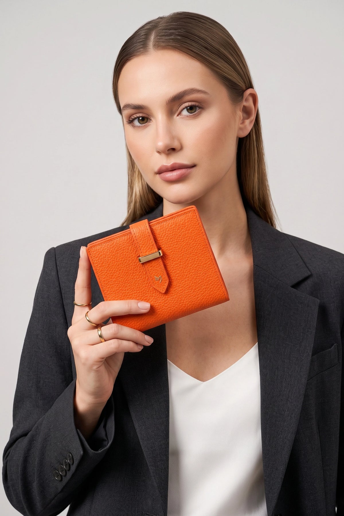 Orange Textured Long Wallet-Global Republic