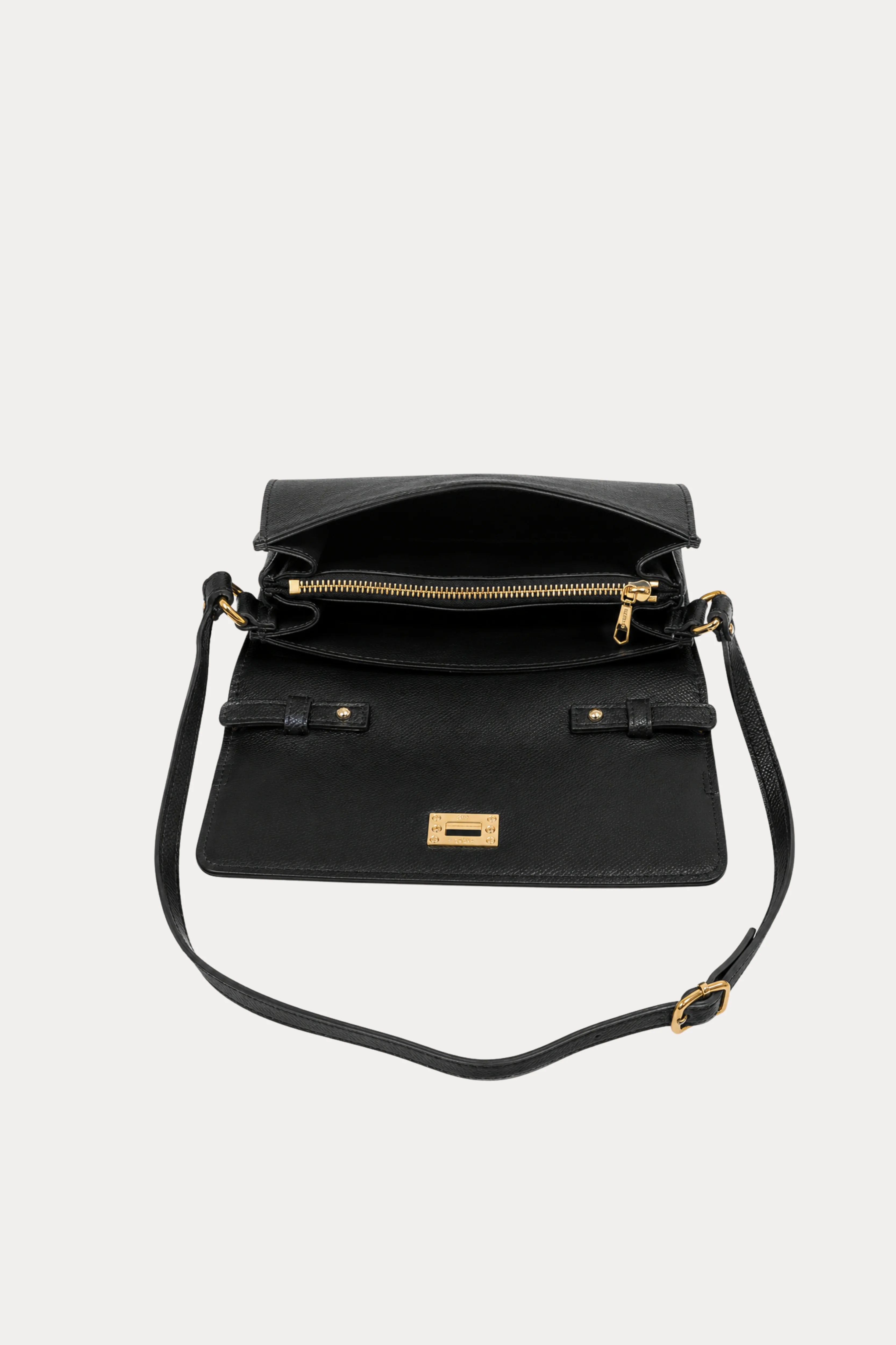 Black Leather Wallet Sling Bag-Global Republic