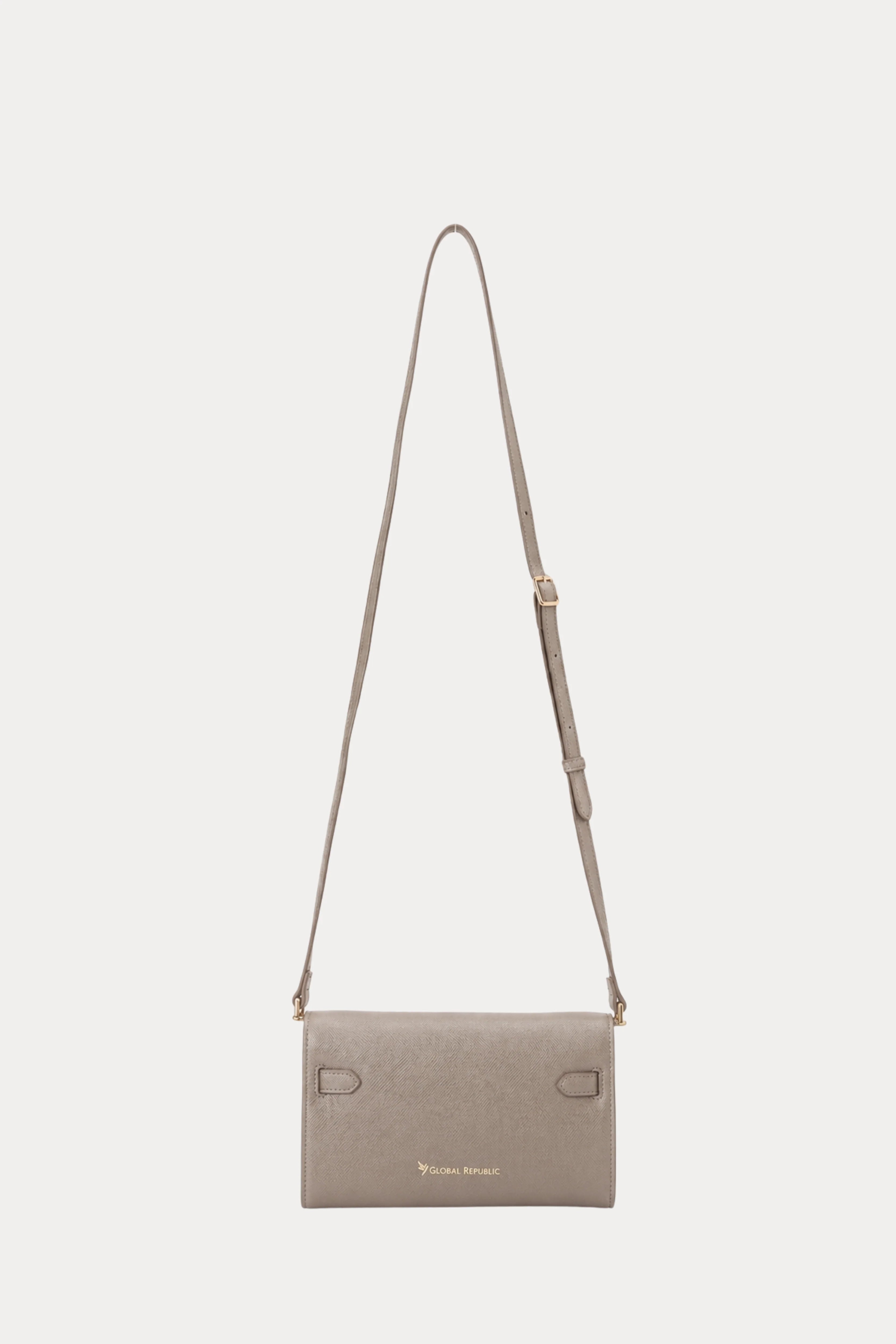 Grey Leather Wallet Sling Bag-Global Republic