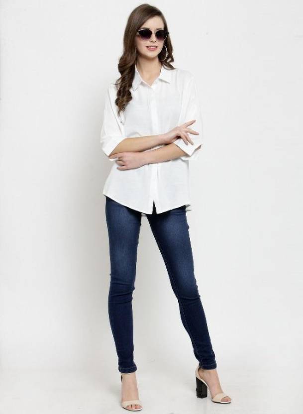 Solid Shirt Collar Relaxed Fit Shirt - Global Republic