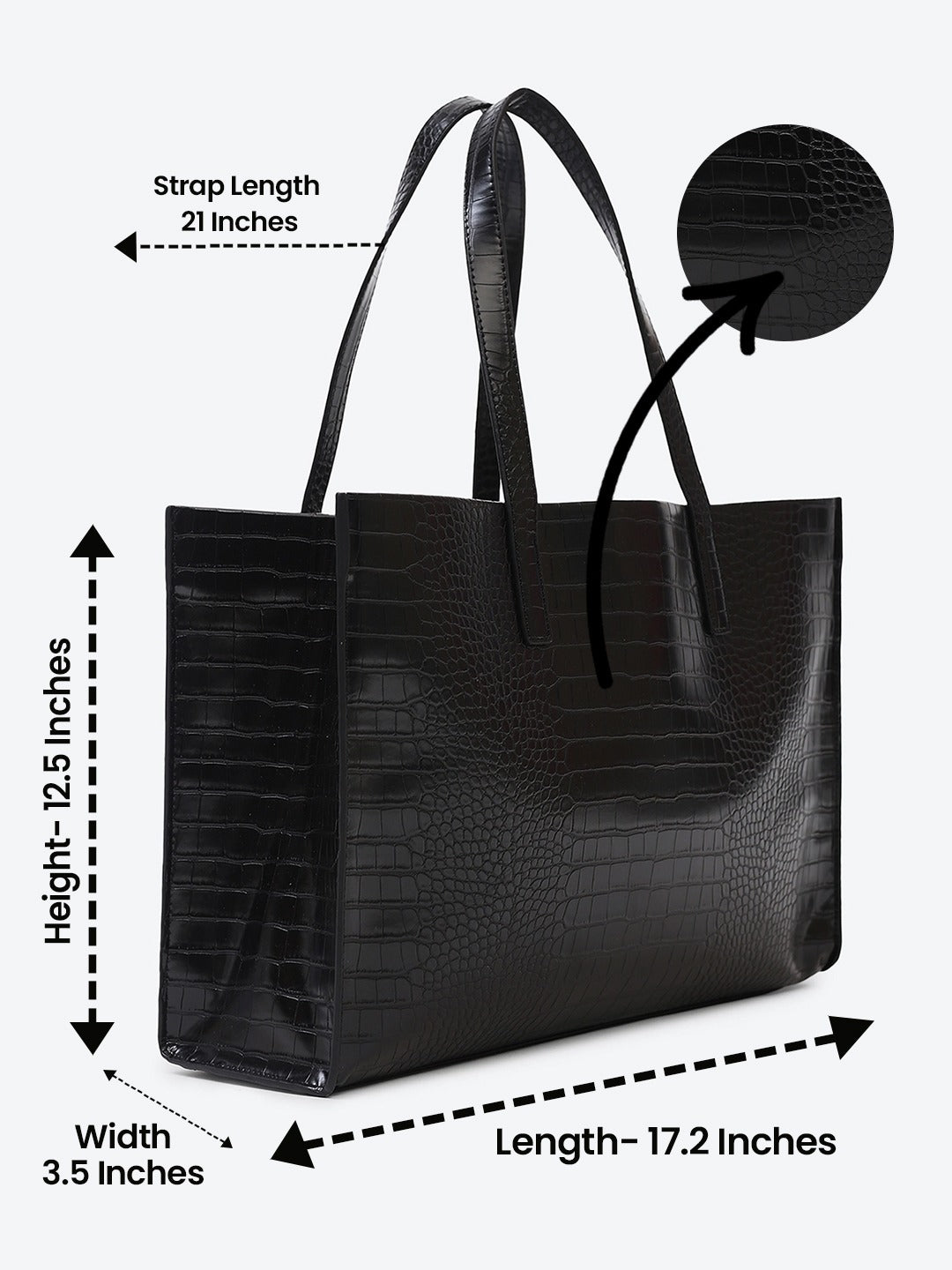 Black Textured Oversized Tote Bag - Global Republic