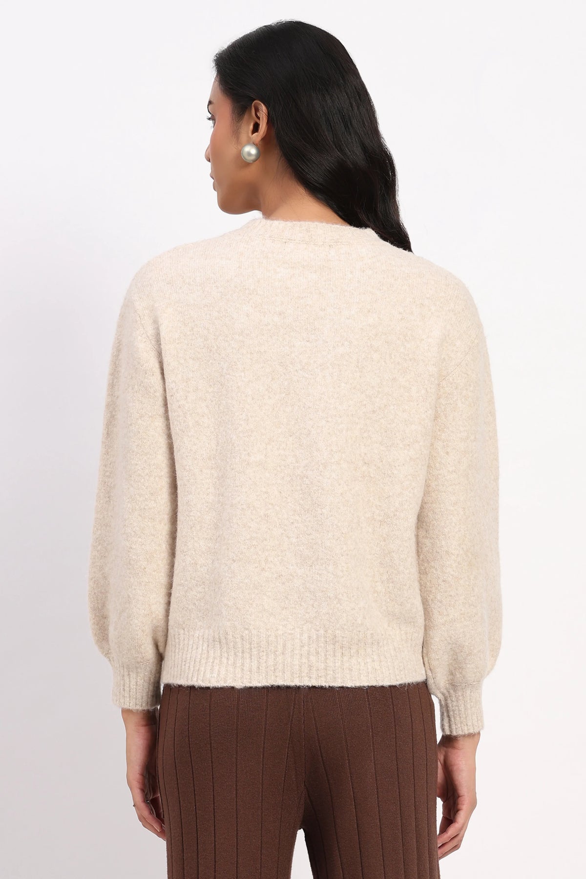 Beige 3D Parrot Floral Pullover-Global Republic