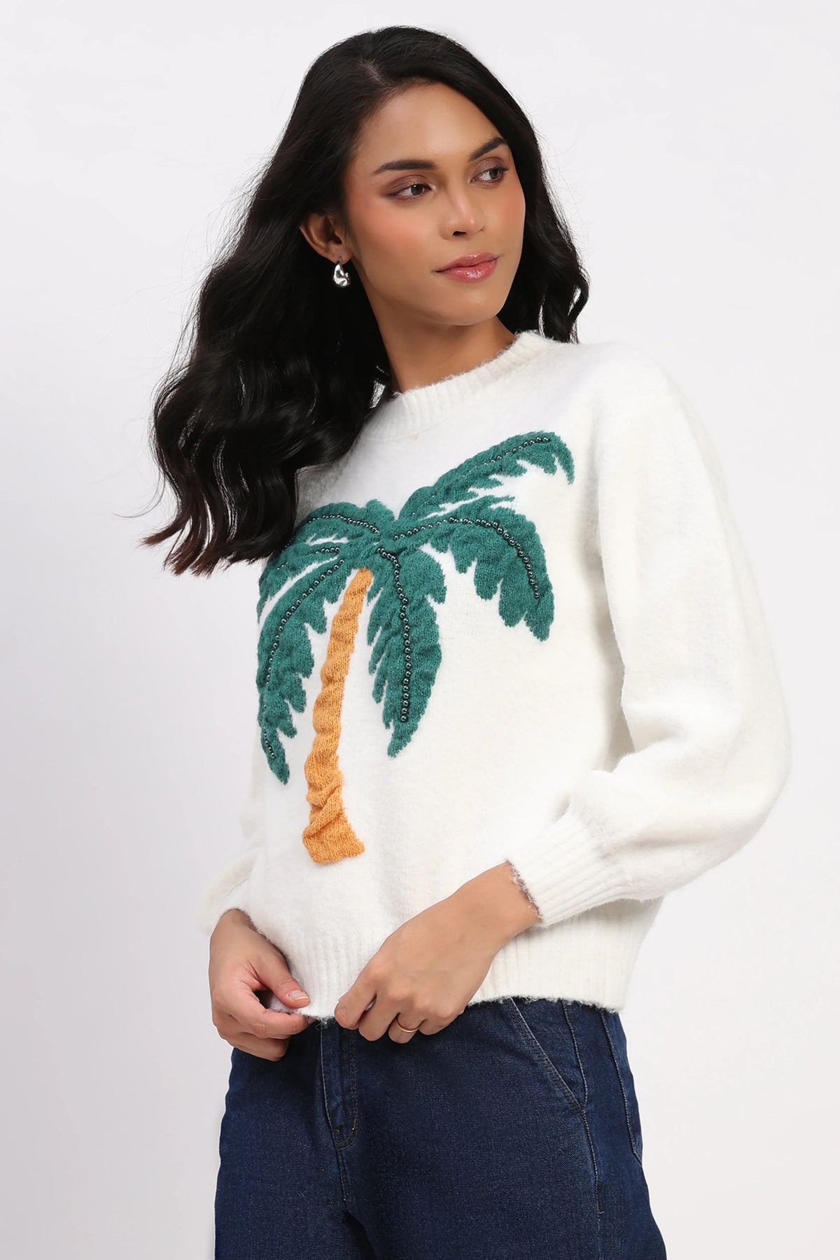 White Palm Tree Pullover-Global Republic