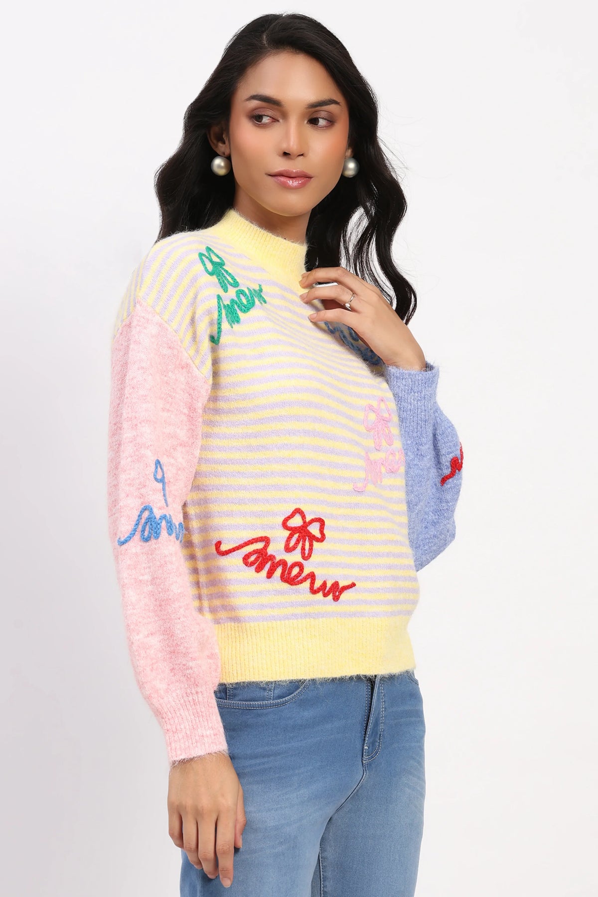 Lemon Striped Colorblock Pullover-Global Republic