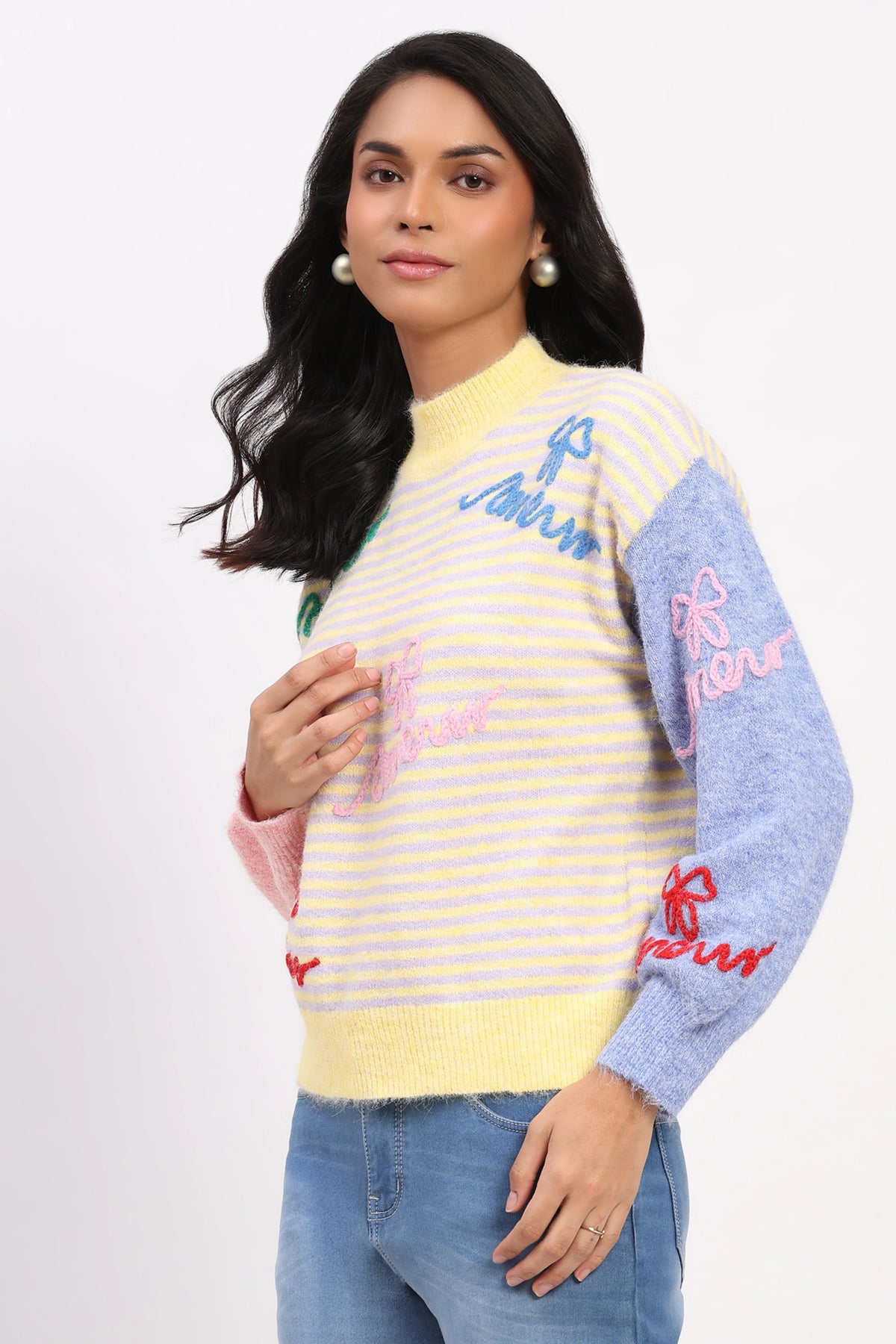Lemon Striped Colorblock Pullover-Global Republic