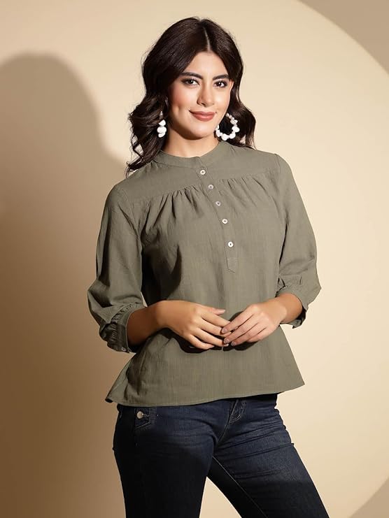Beige Floral Cotton Top - Global Republic