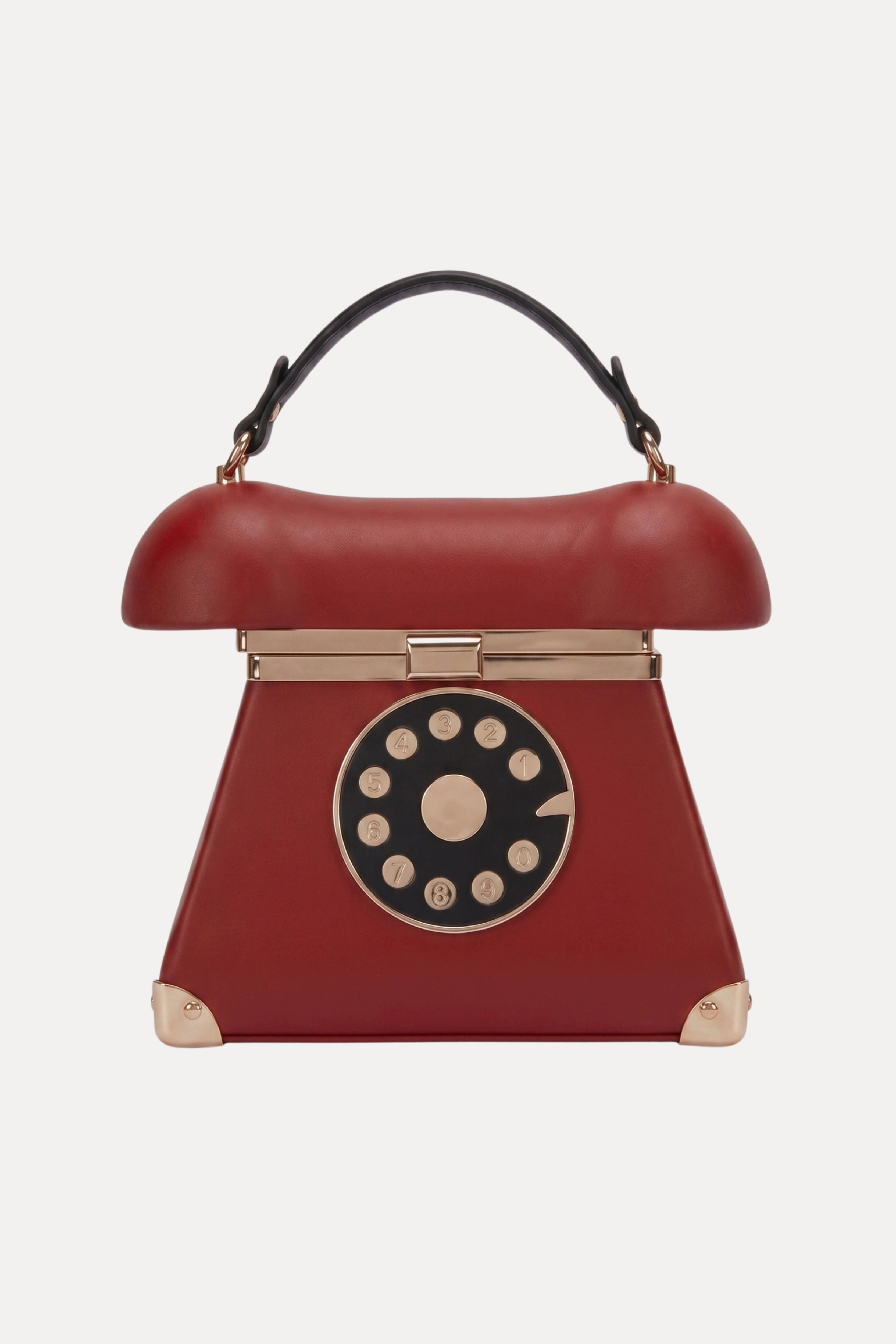 Red Retro Telephone PU Handbag