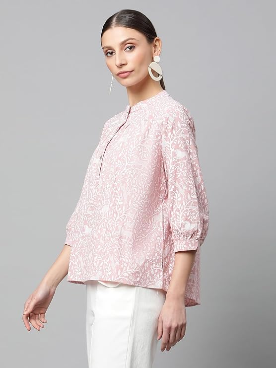 Beige Floral Cotton Top - Global Republic