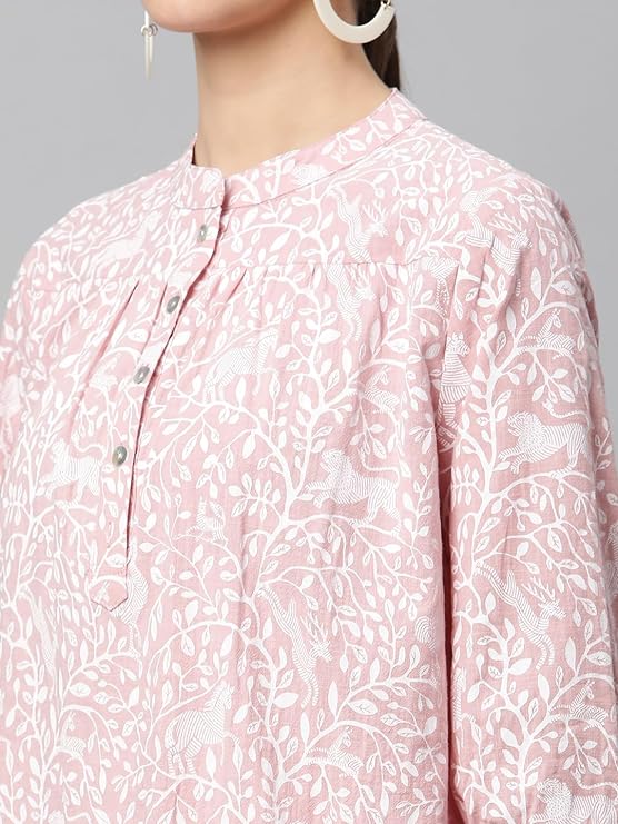 Beige Floral Cotton Top - Global Republic