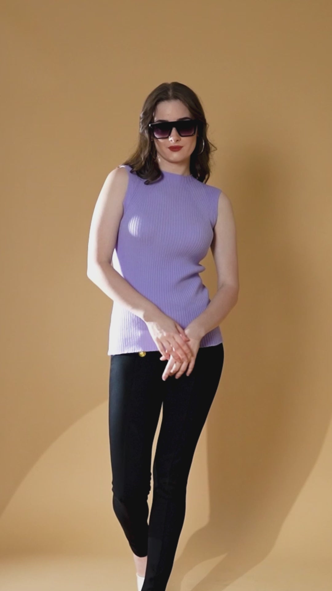 Women Lilac Round Neck Solid Skivvy