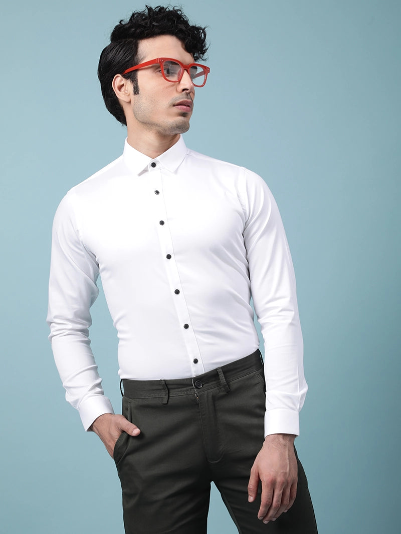 Men White Semi Formal Shirt
