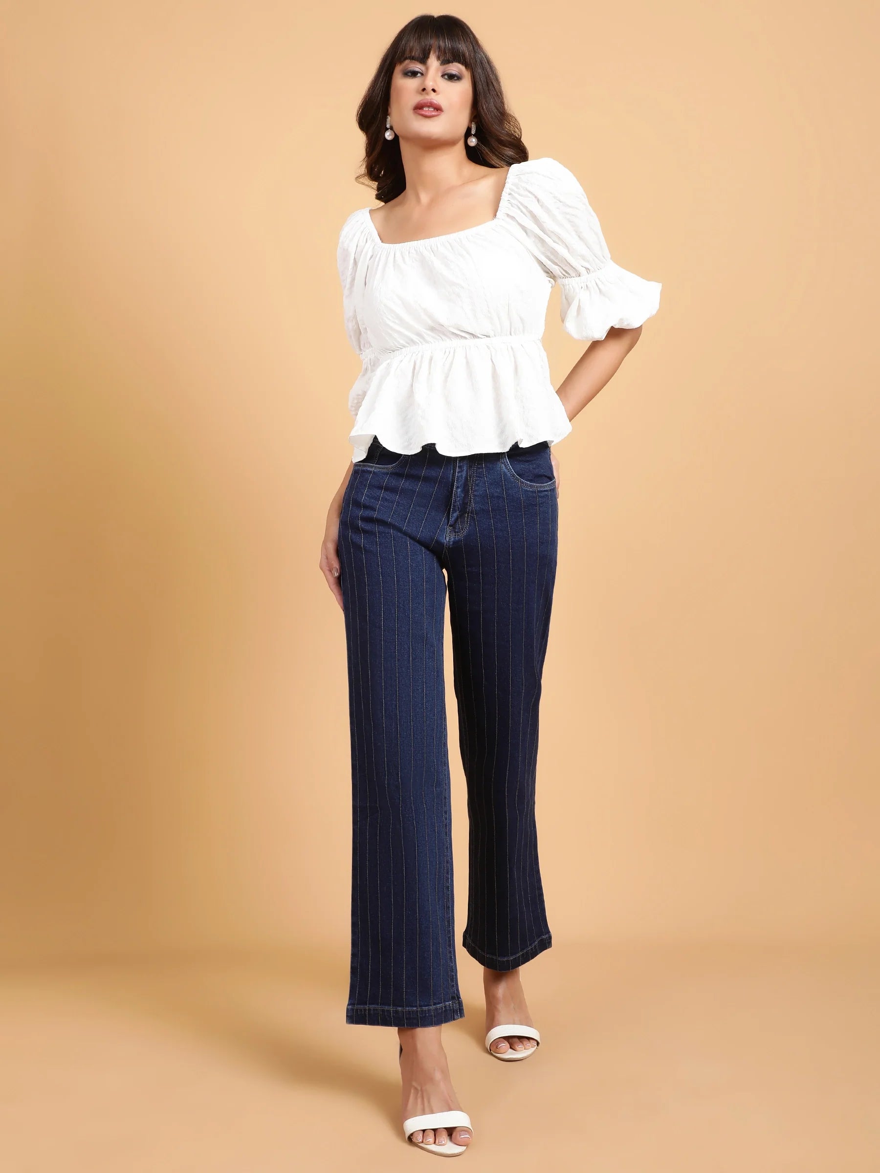 Green Off-Shoulder Peplum Top - Global Republic