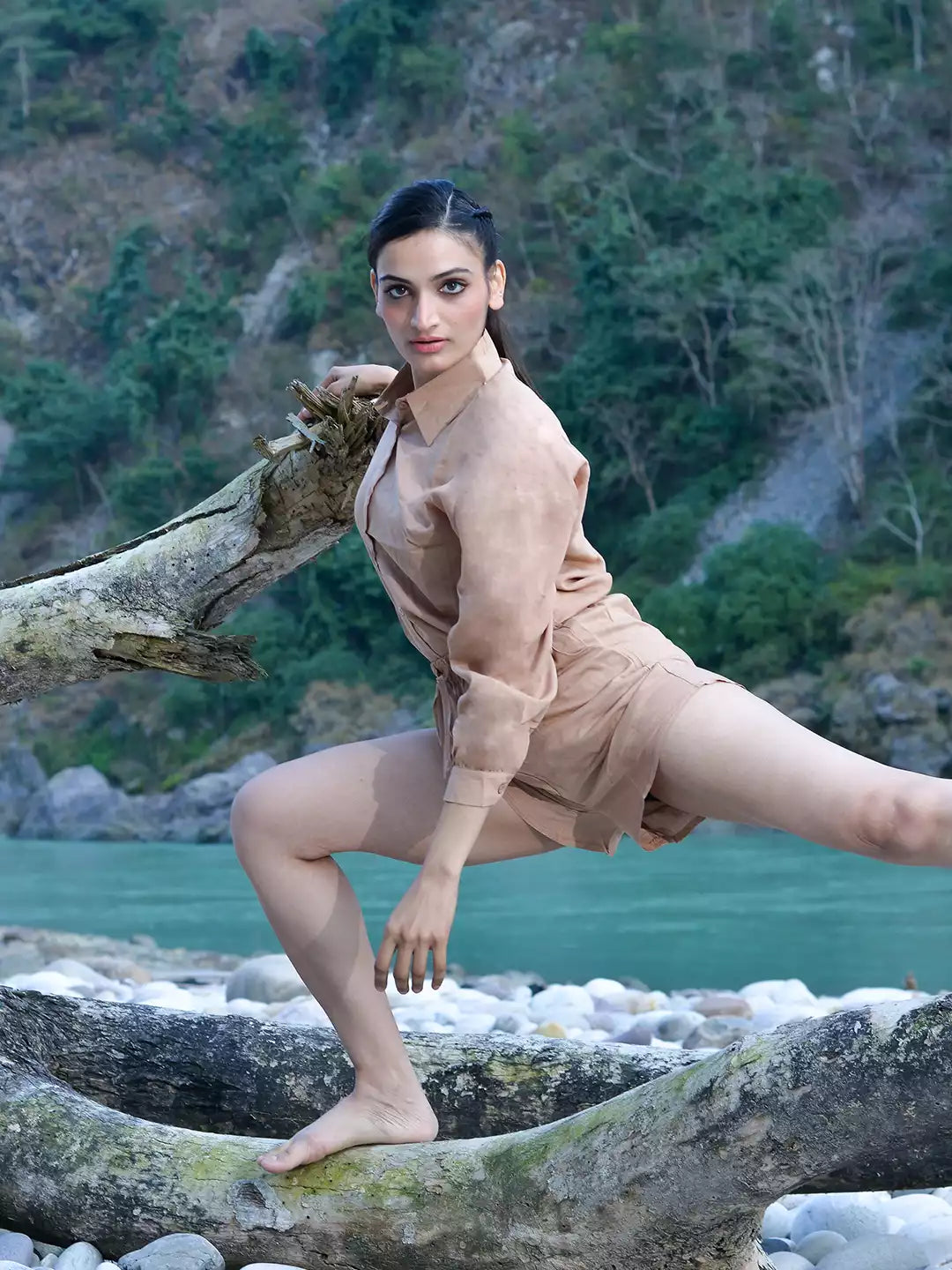 Beige Solid Cotton Co-ord Set - Global Republic