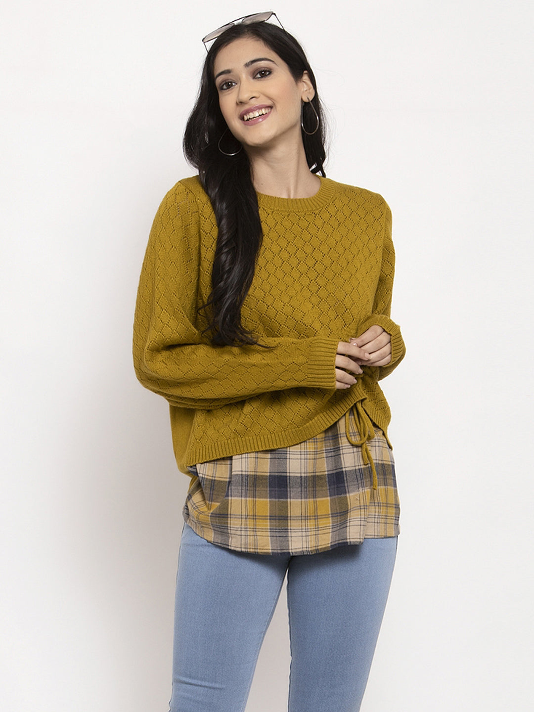 Women Green Round Neck Pullover