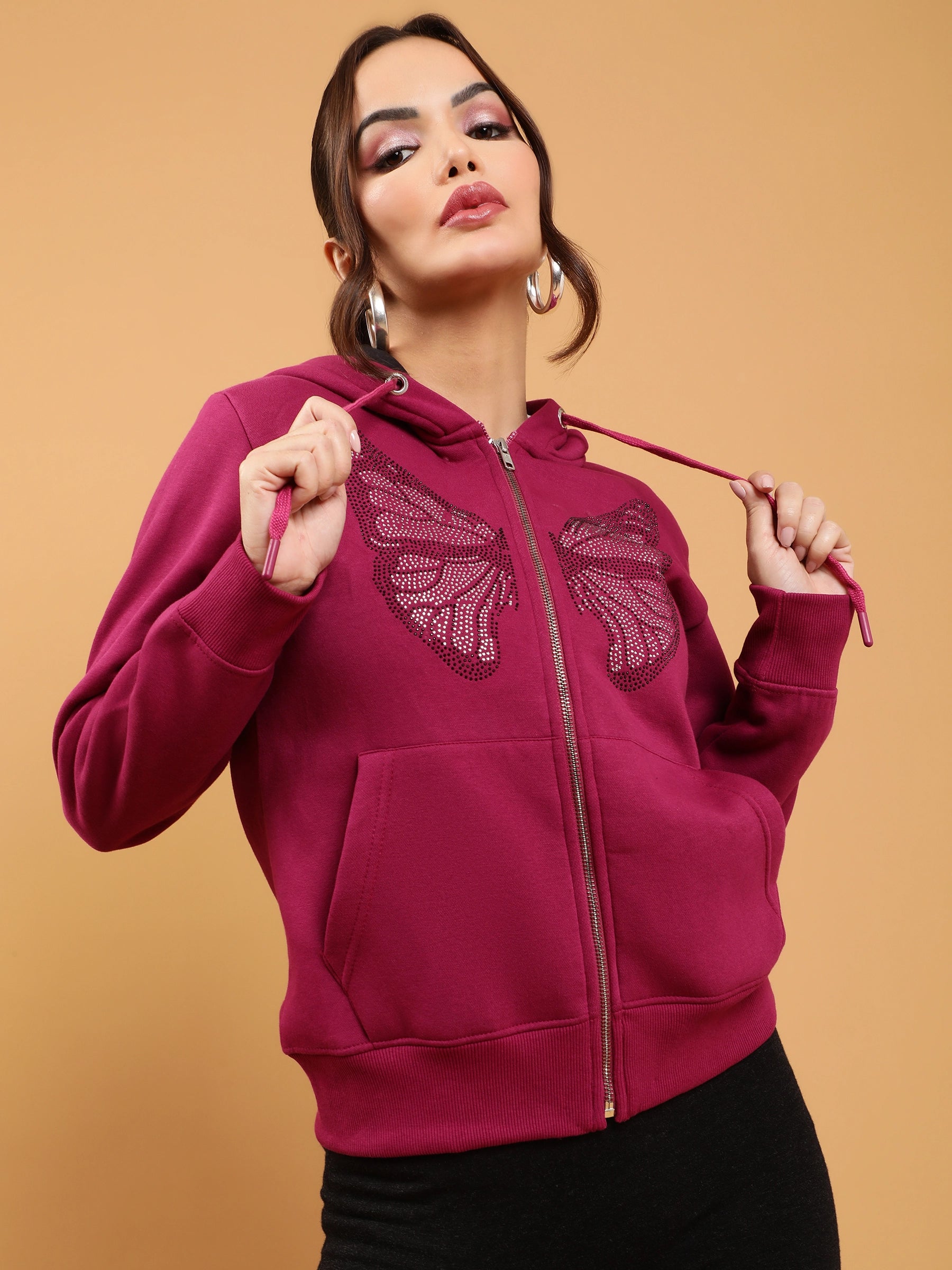 Plum Hooded Fleece Sweatshirt - Global Republic