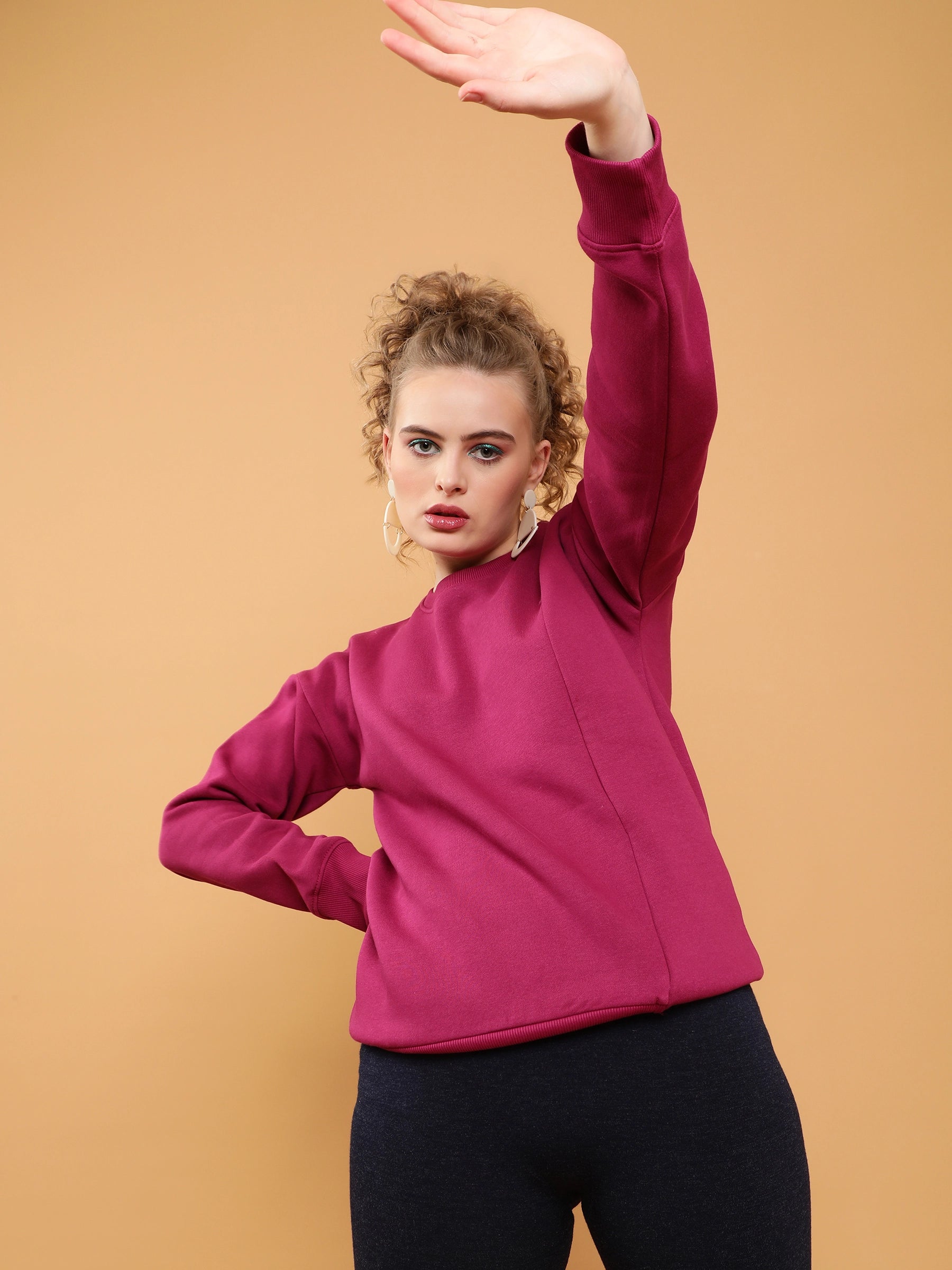 Plum Asymmetric Fleece Sweatshirt - Global Republic