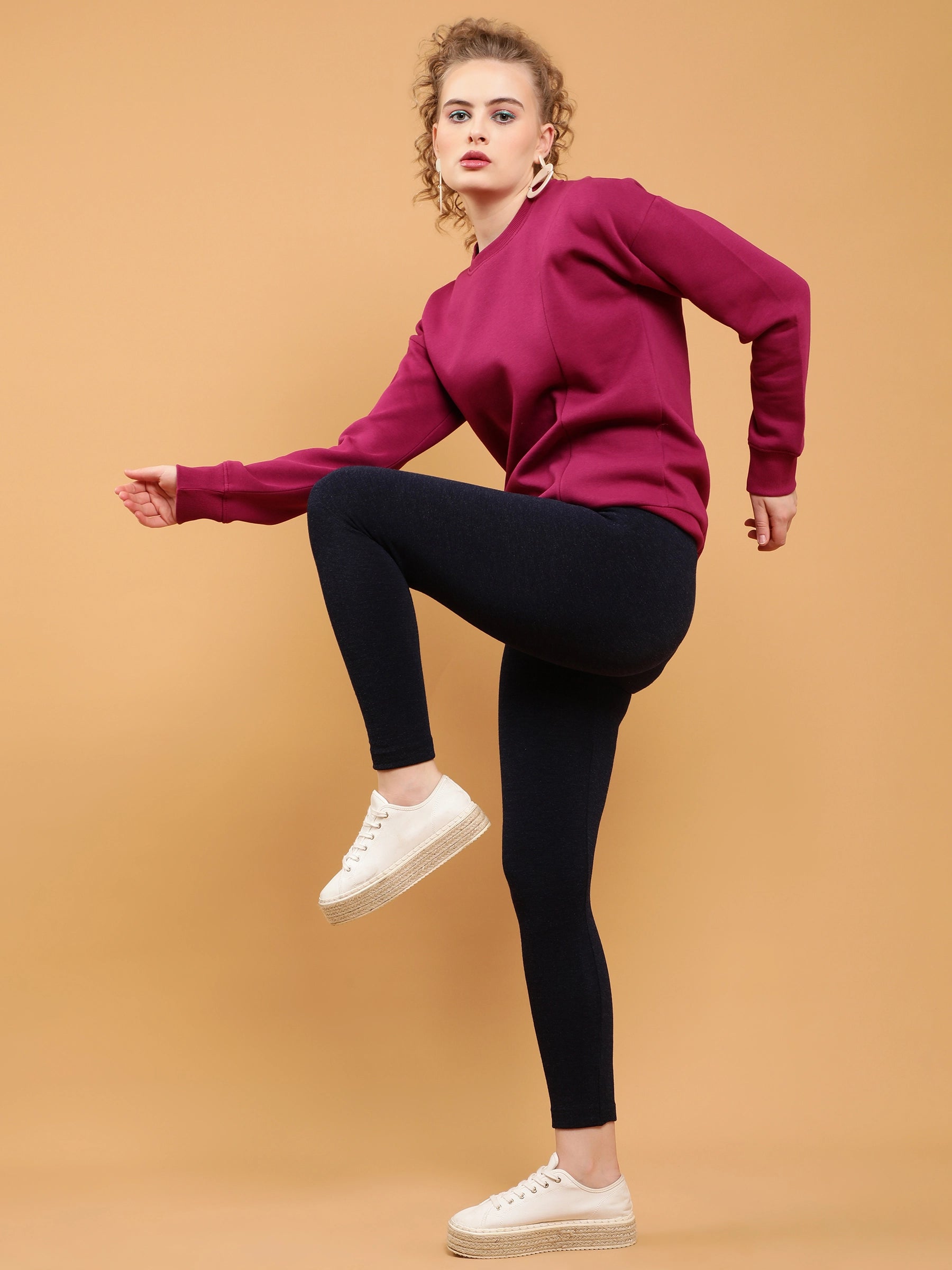 Plum Asymmetric Fleece Sweatshirt - Global Republic
