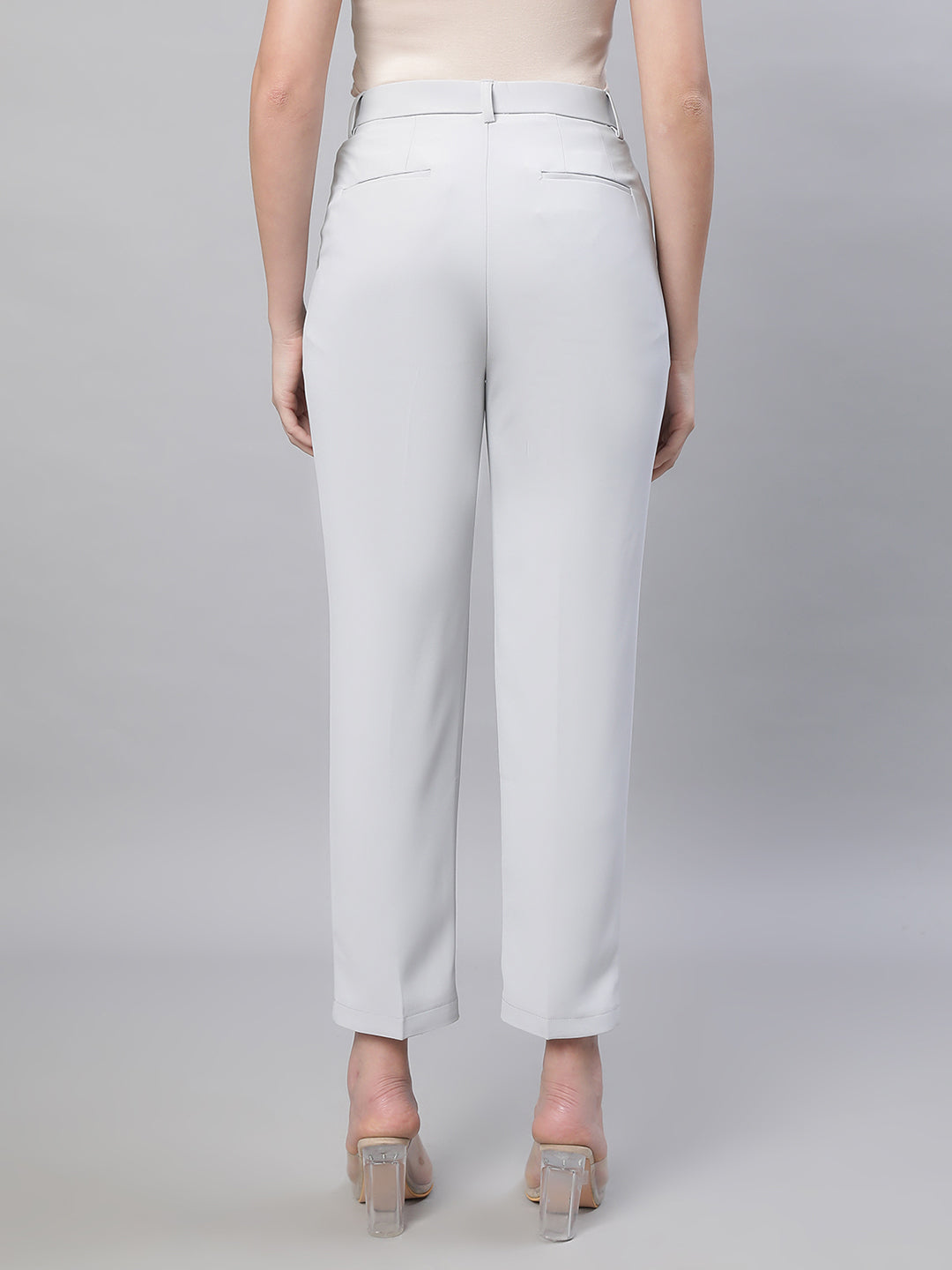 Women Grey Solid Trouser - Global Republic