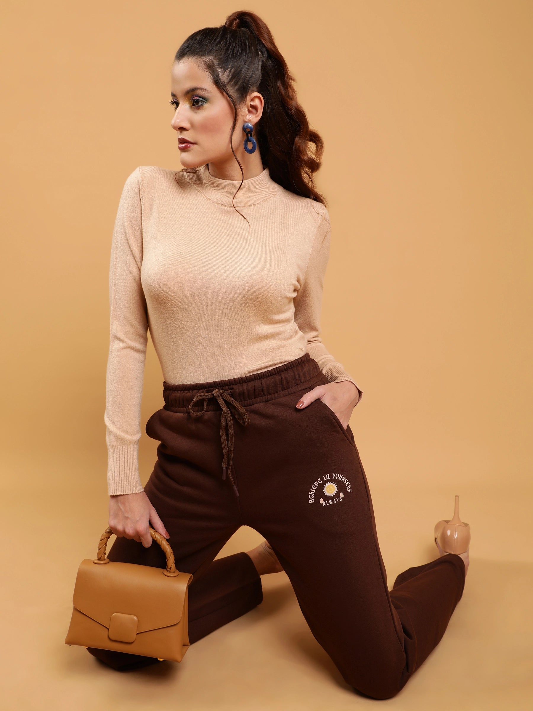 Beige Cotton Blend Slim Fit Skivvy - Global Republic