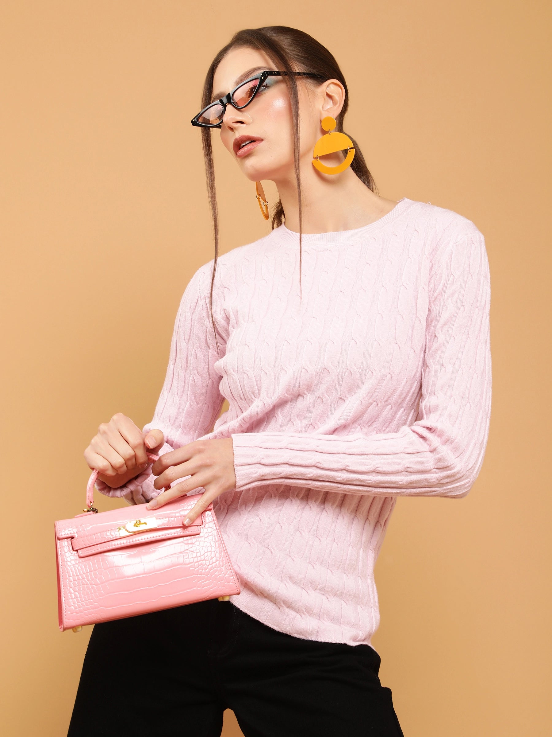 Solid Pink Round Neck Snug Fit Skivvy - Global Republic