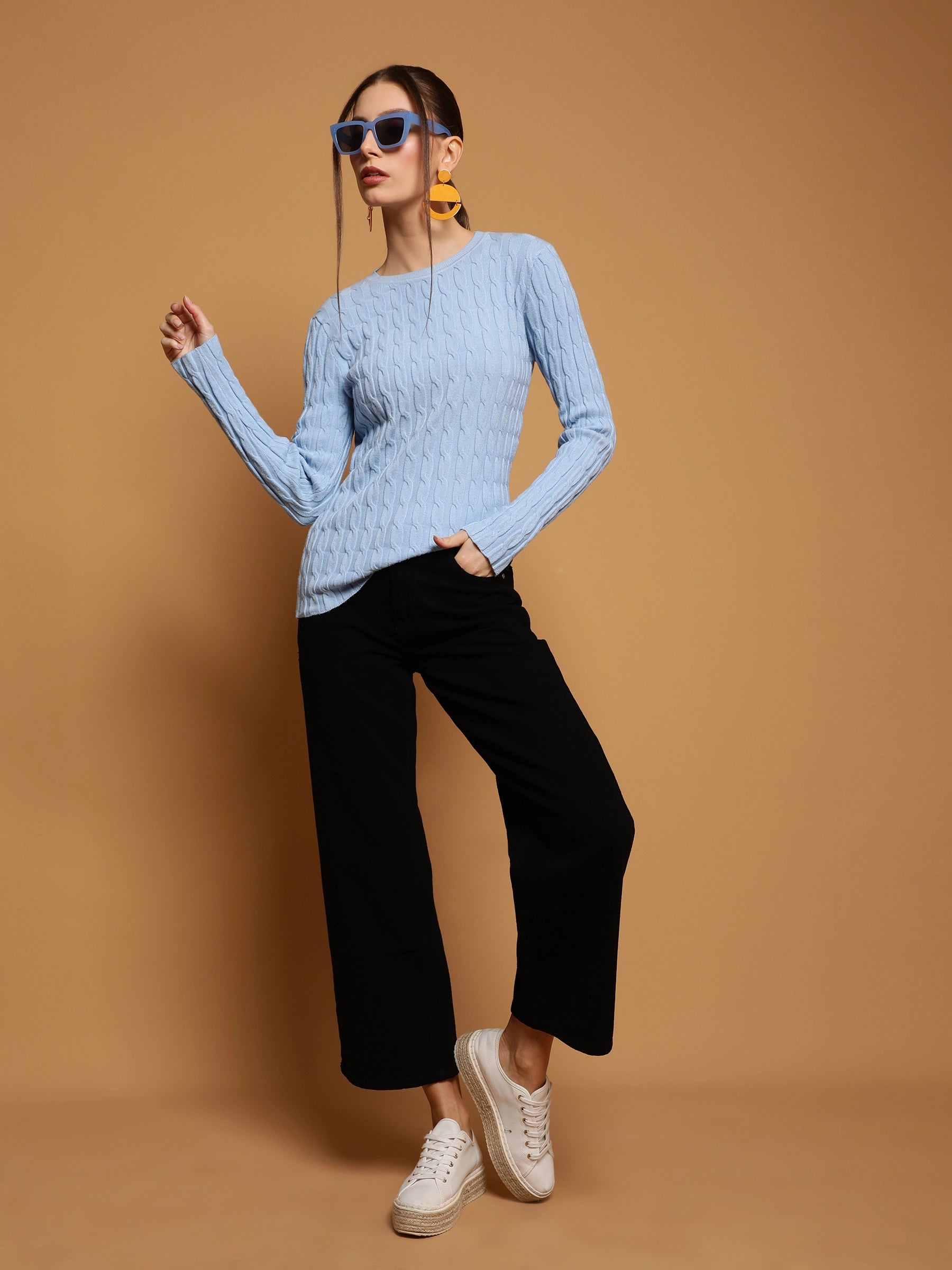 Blue Solid Cotton Blend Skivvy - Global Republic