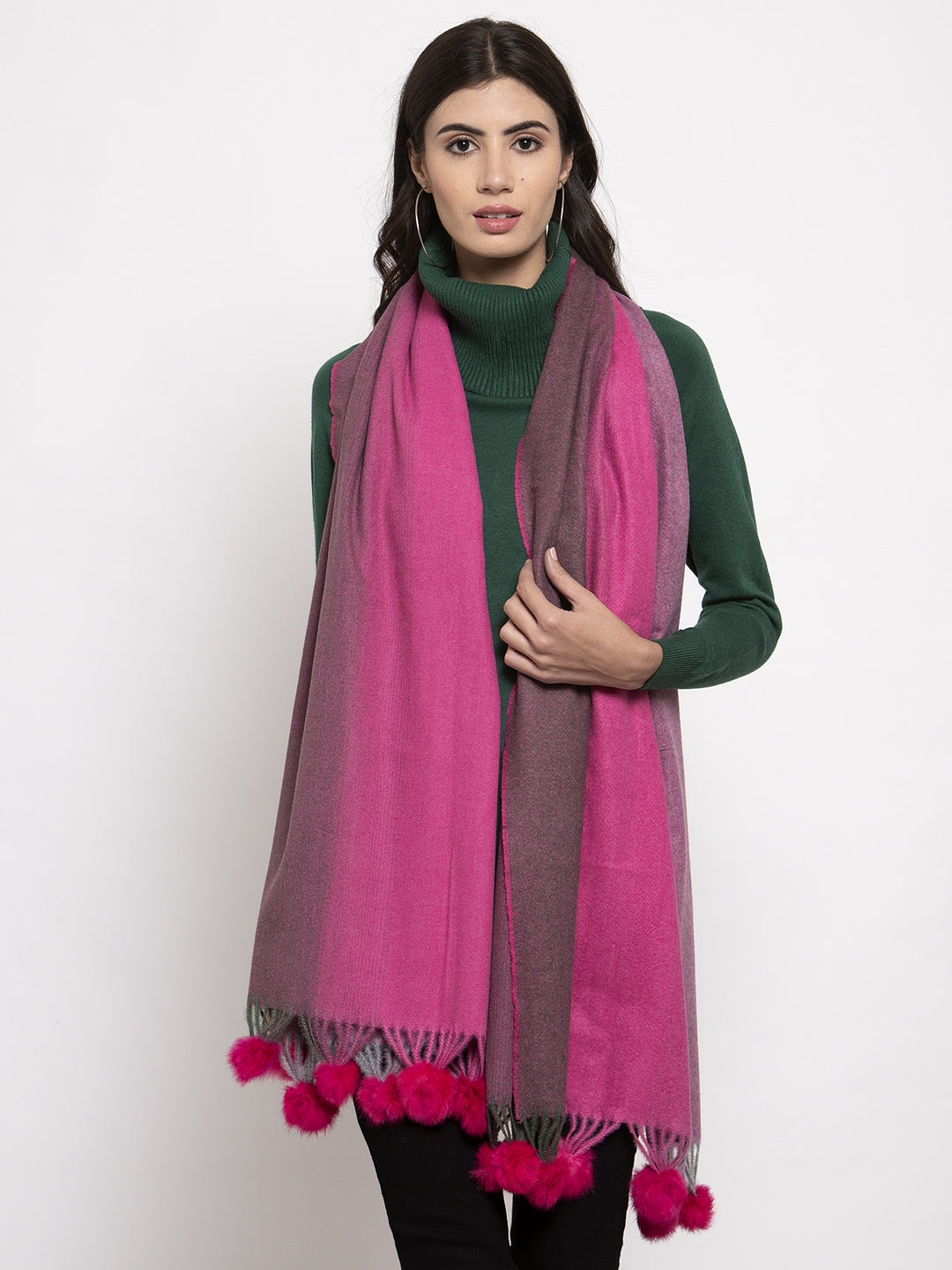 Women Fushcia Printed Stole