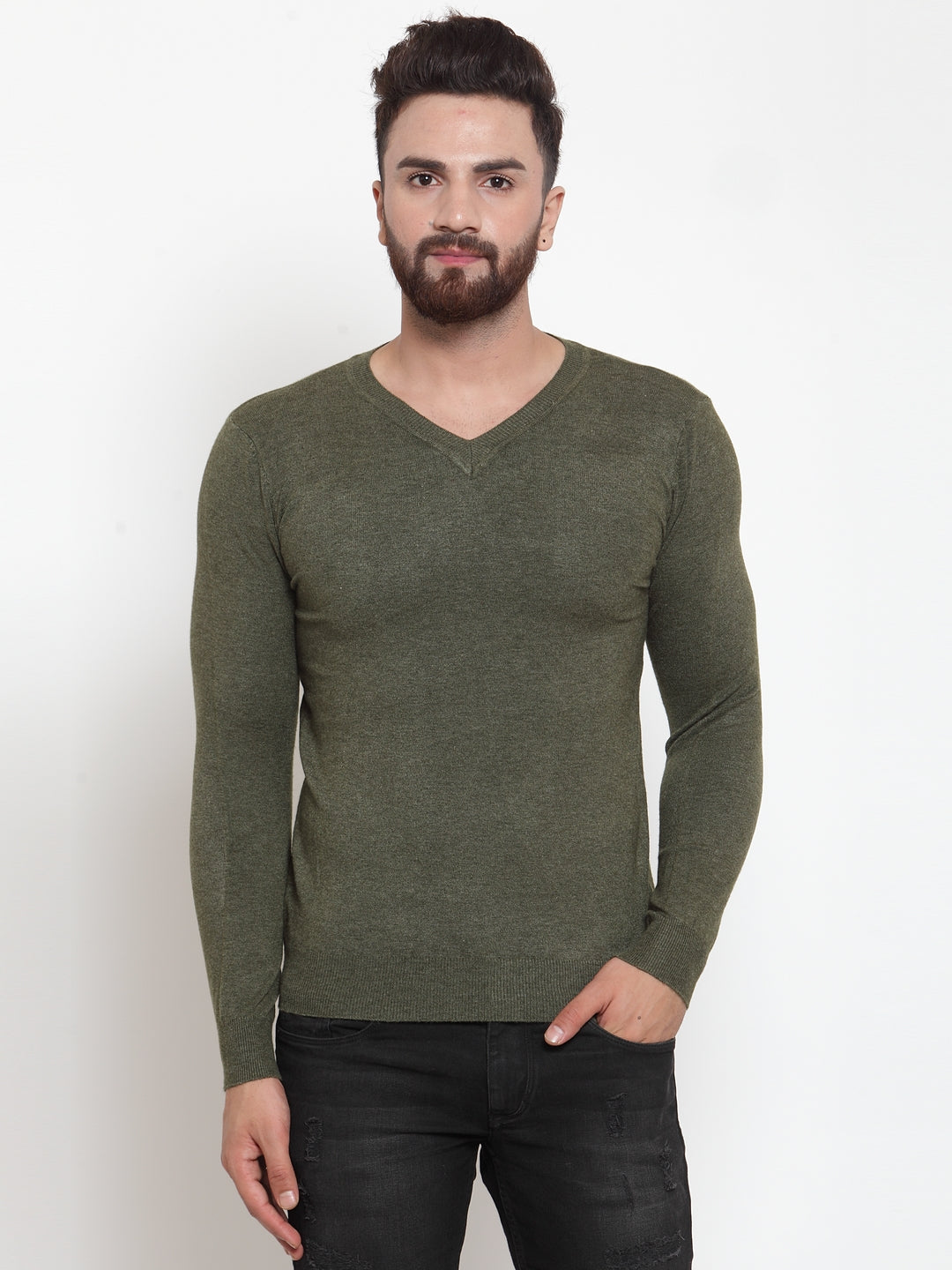 Mens Olive Pullover