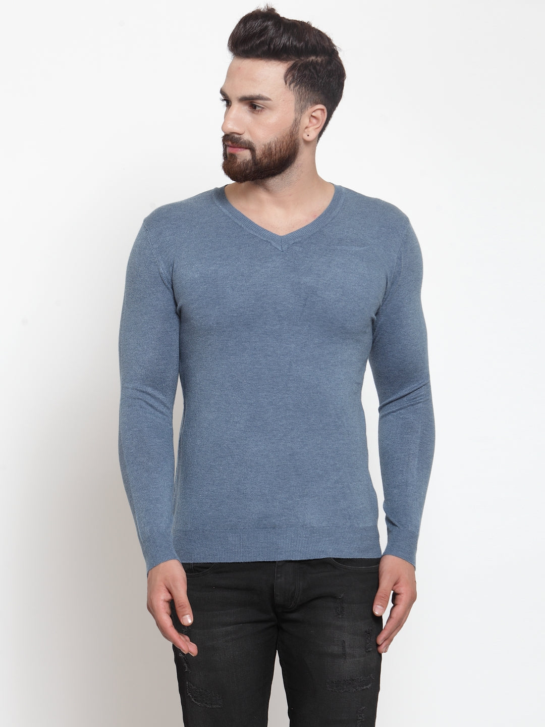 Mens Denim Solid Pullover