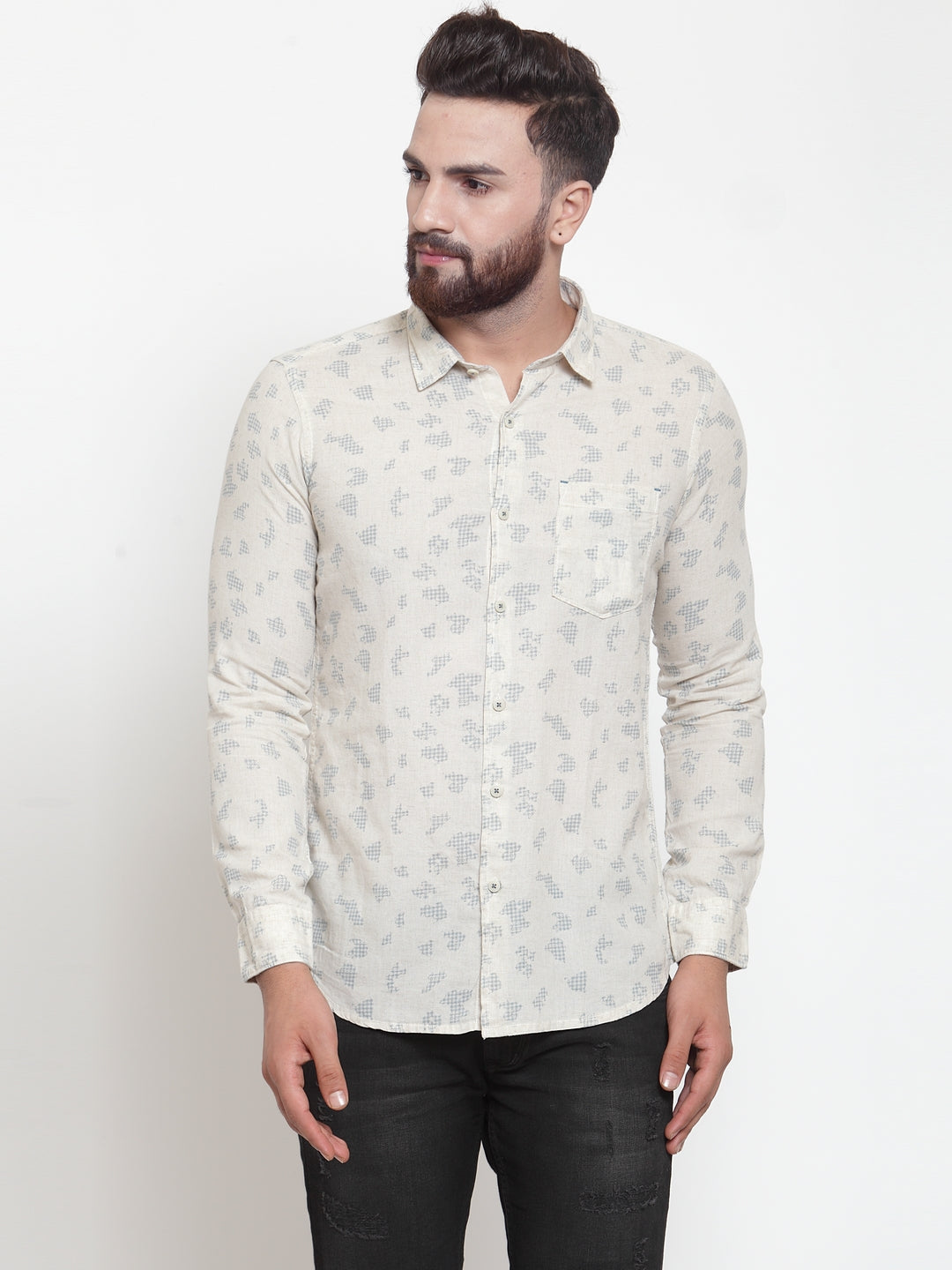 Men Green Regular Fit Printed Casual Shirt