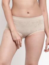 Women Beige Cotton Viscose Lycra Solid Briefs